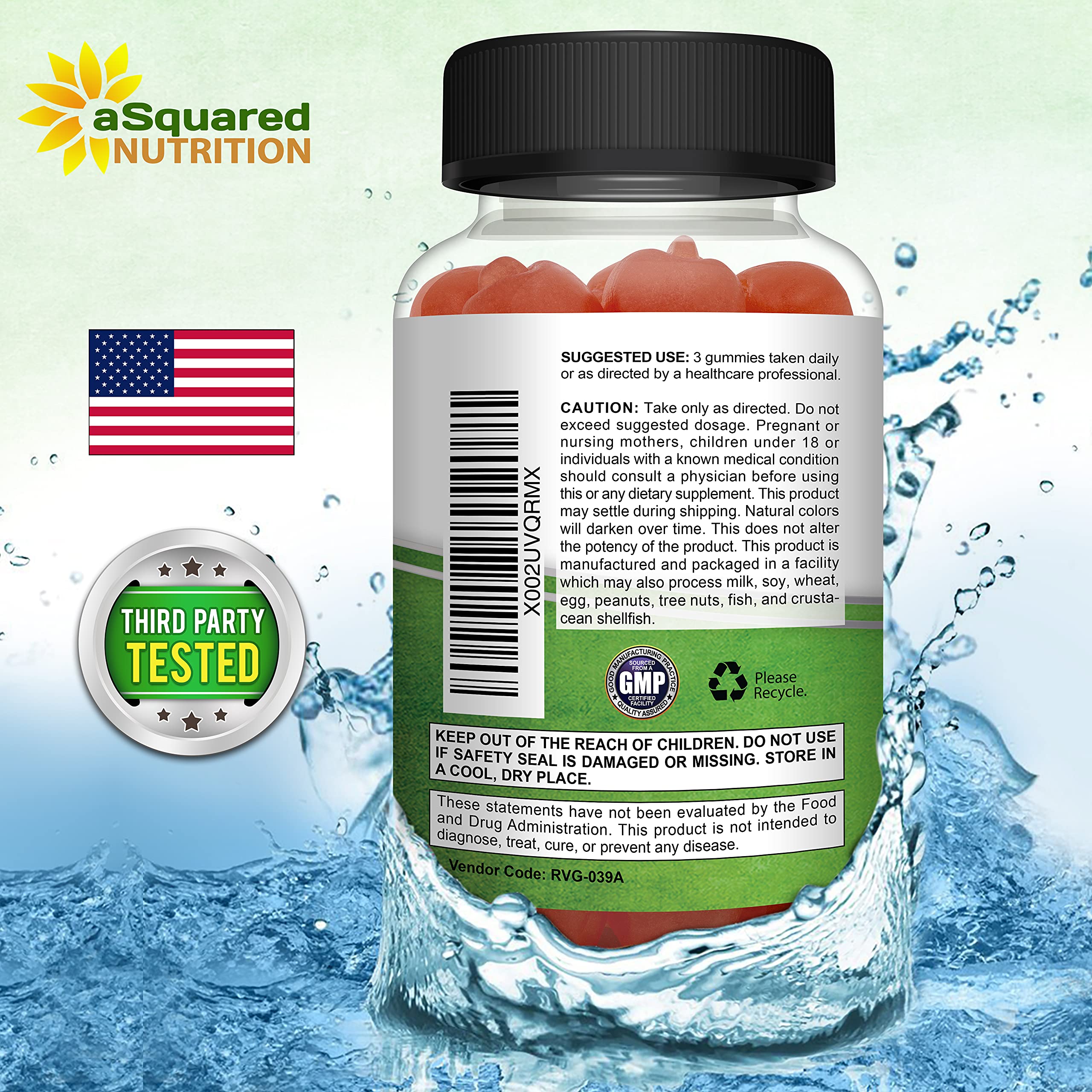 aSquared Nutrition Apple Cider Vinegar Gummies - 1500mg with The Mother - 90 ACV Gummies w/Vitamin B6 & B12, Folic Acid - Vegan Gummy Supplement Alternative to Capsules Pills & Drink