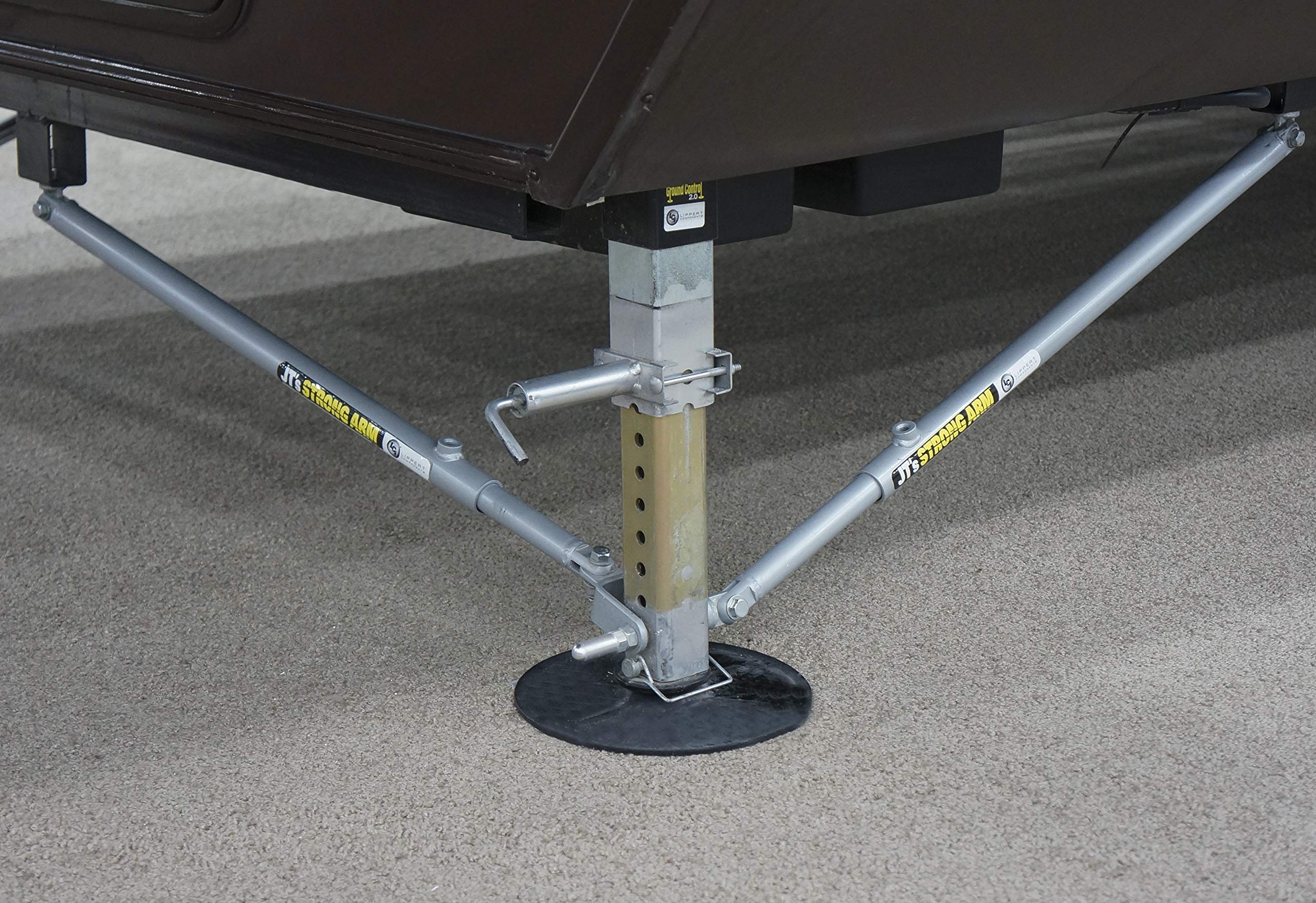 JT's Strong Arm Fifth-Wheel Jack Stabilizer Kit, Bolt-On Installation, Universal Compatibility, Telescoping Tubes, Eliminates Chassis Movement - 191023