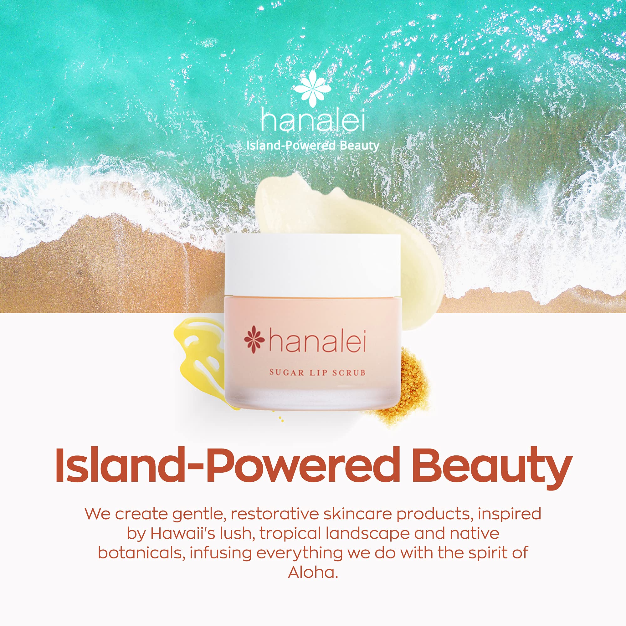 Hanalei Sugar Lip Scrub and Lip Treatment in Peach Pink Bundle | Made with Raw Cane Sugar and Real Hawaiian Kukui Nut Oil (Cruelty free, Paraben free)