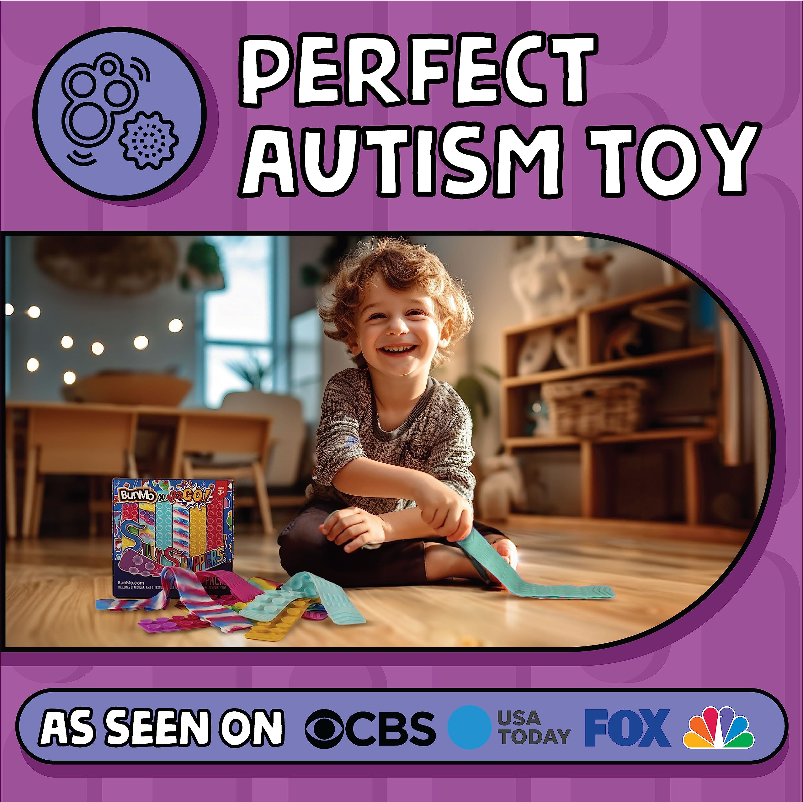 BUNMO Bundles Silly Slappers & Super Sensory Stretchy Strings - Fun Suction Slappers for Wild Fun - Sticky Hands - Monkey Stretch Noodles - Slap Bracelets - Sensory Toys for Children