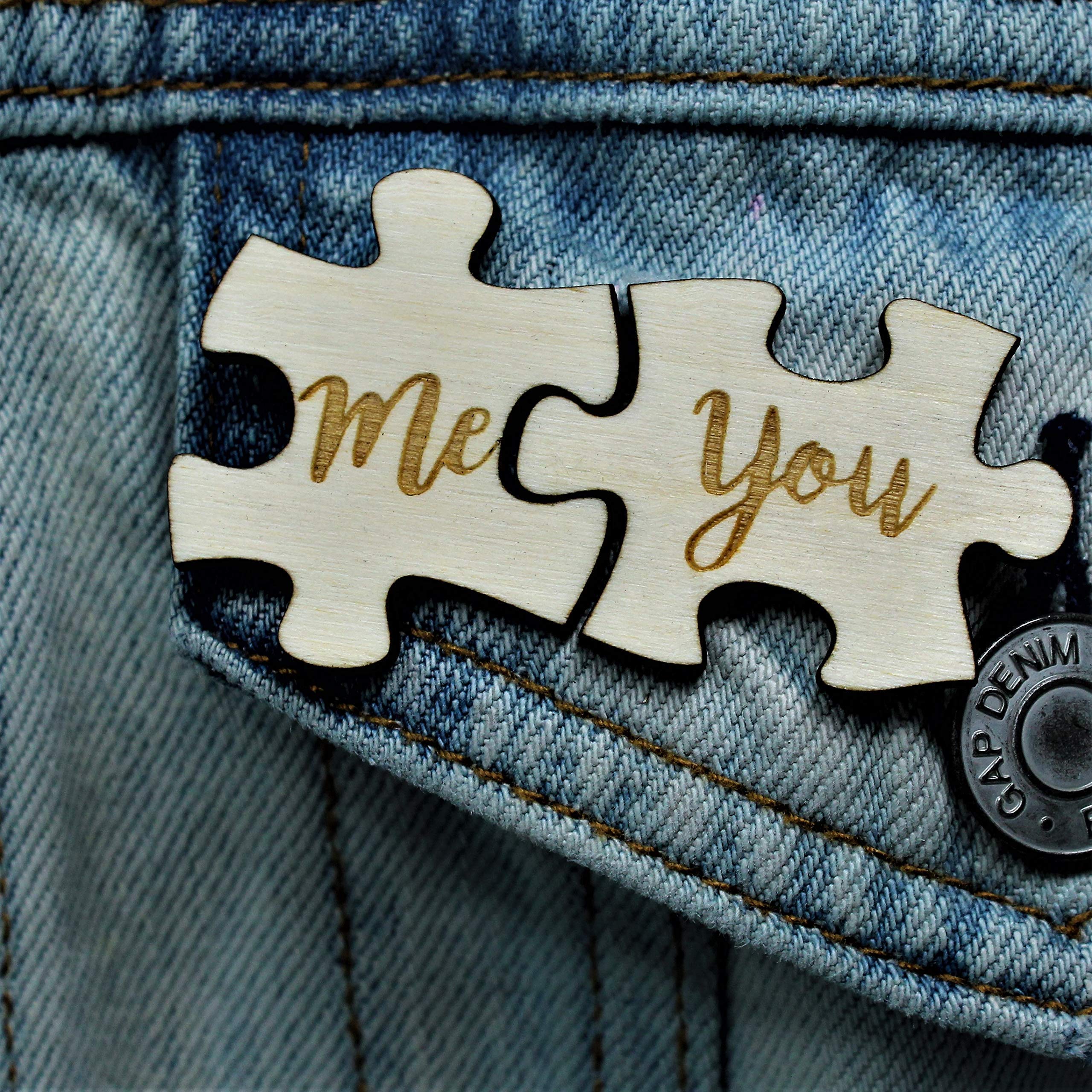 You and Me Puzzle Piece 2 Pin Set | Handmade Cute Jigsaw Valentine's Day Gift for Couples