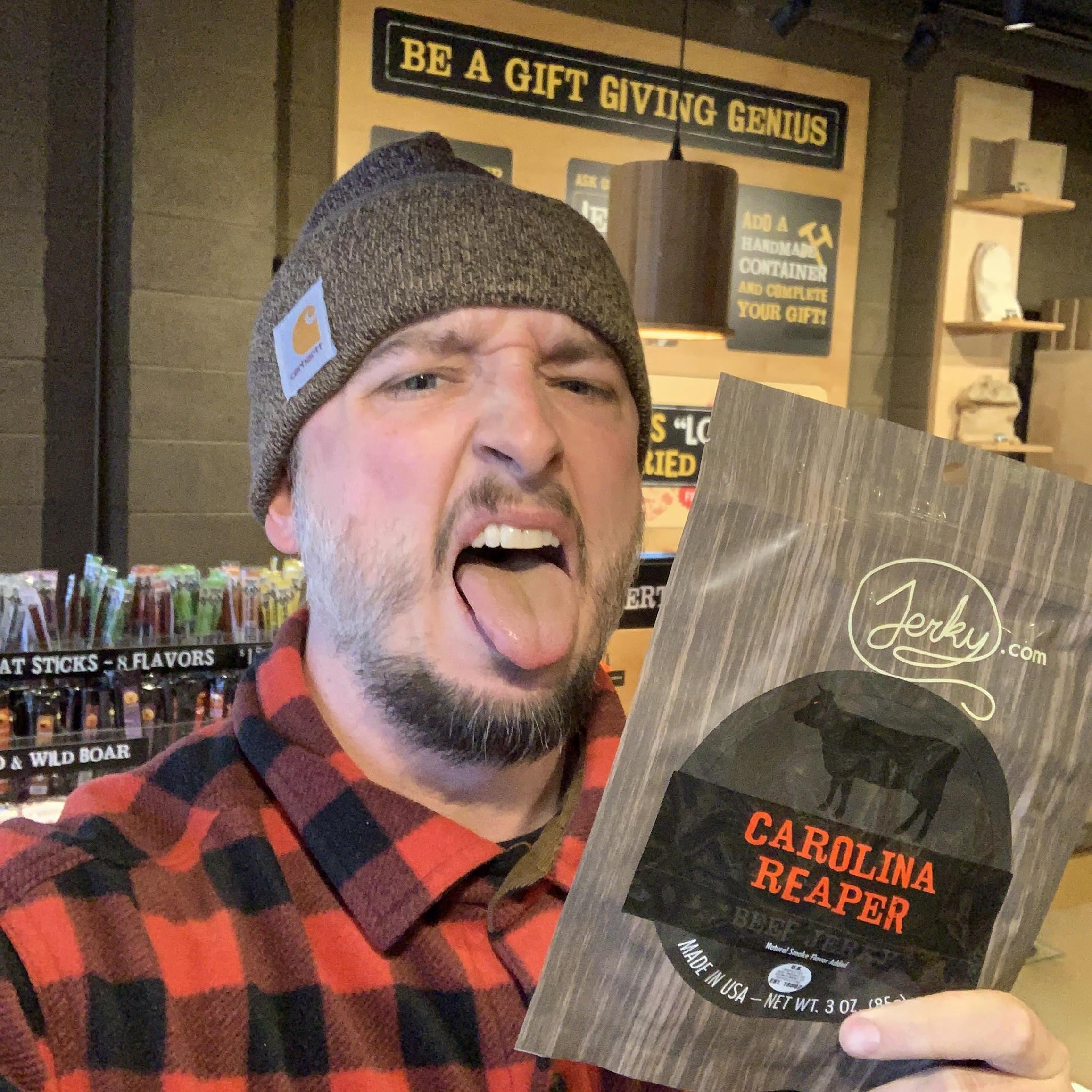 Jerky.com's Carolina Reaper Beef Jerky, Hottest Jerky in the World, 12g of Protein, All-Natural Keto Diet Snack, No Added Preservatives, 2.5 oz. Bag