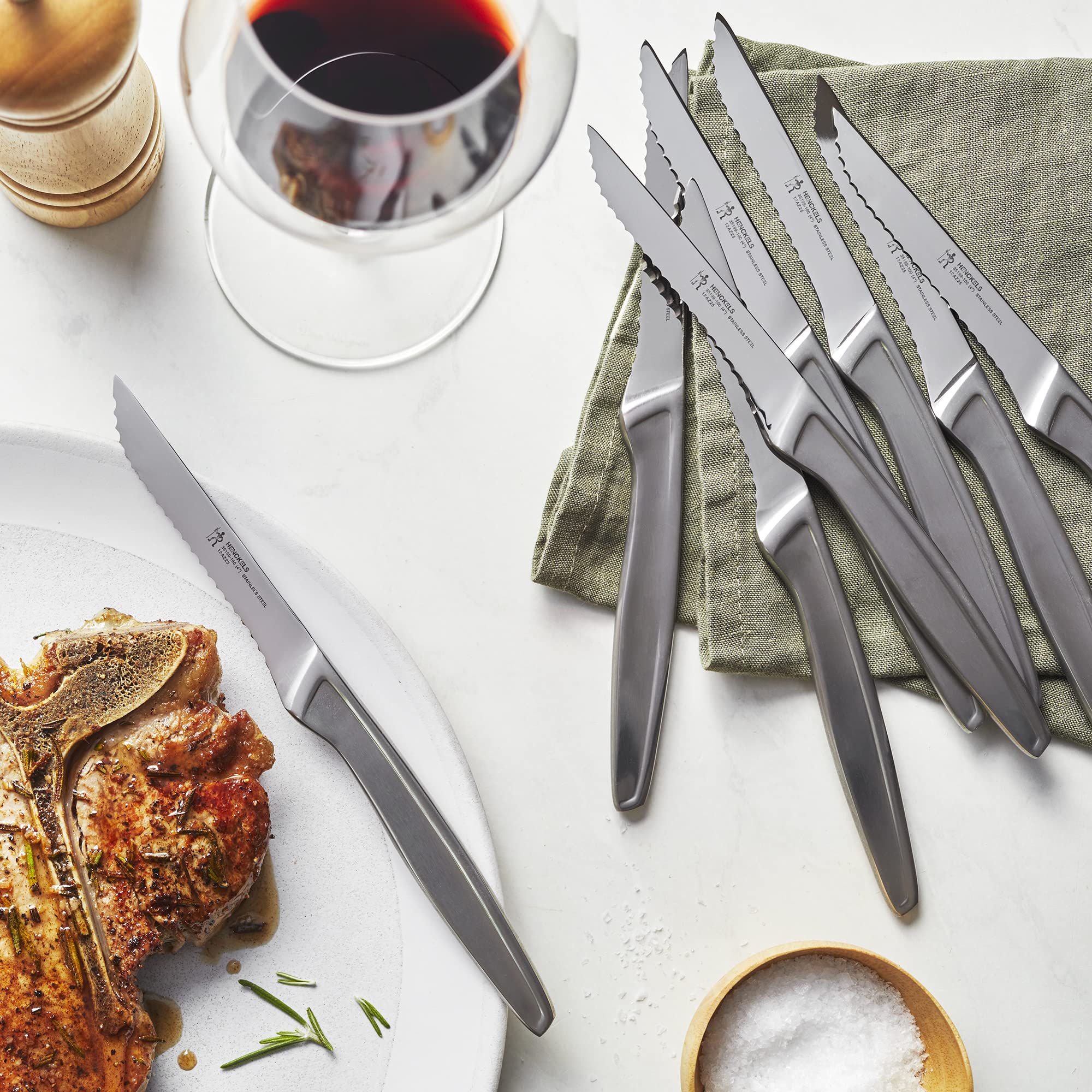 HENCKELS Razor-Sharp Steak Knife Set of 8, German Engineered Informed by 100+ Years of Mastery, Sliver