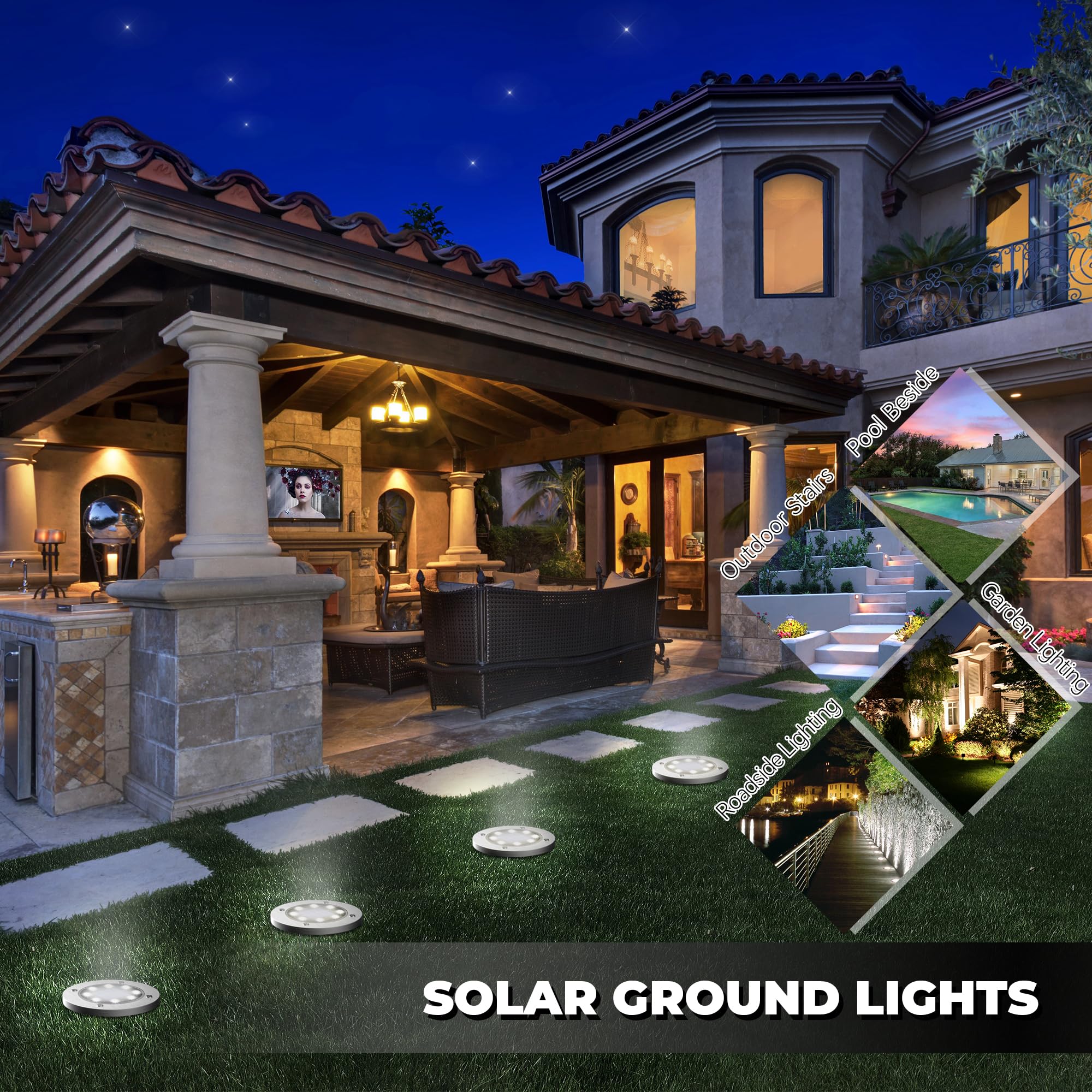 DUUDO Solar Lights Outdoor 12Pack,Solar Lights Outdoor Waterproof,Solar Garden Lights Bright In-Ground Lights Landscape Lighting for Yard,Pathway,Lawn,Patio,Driveway,Walkway White Light