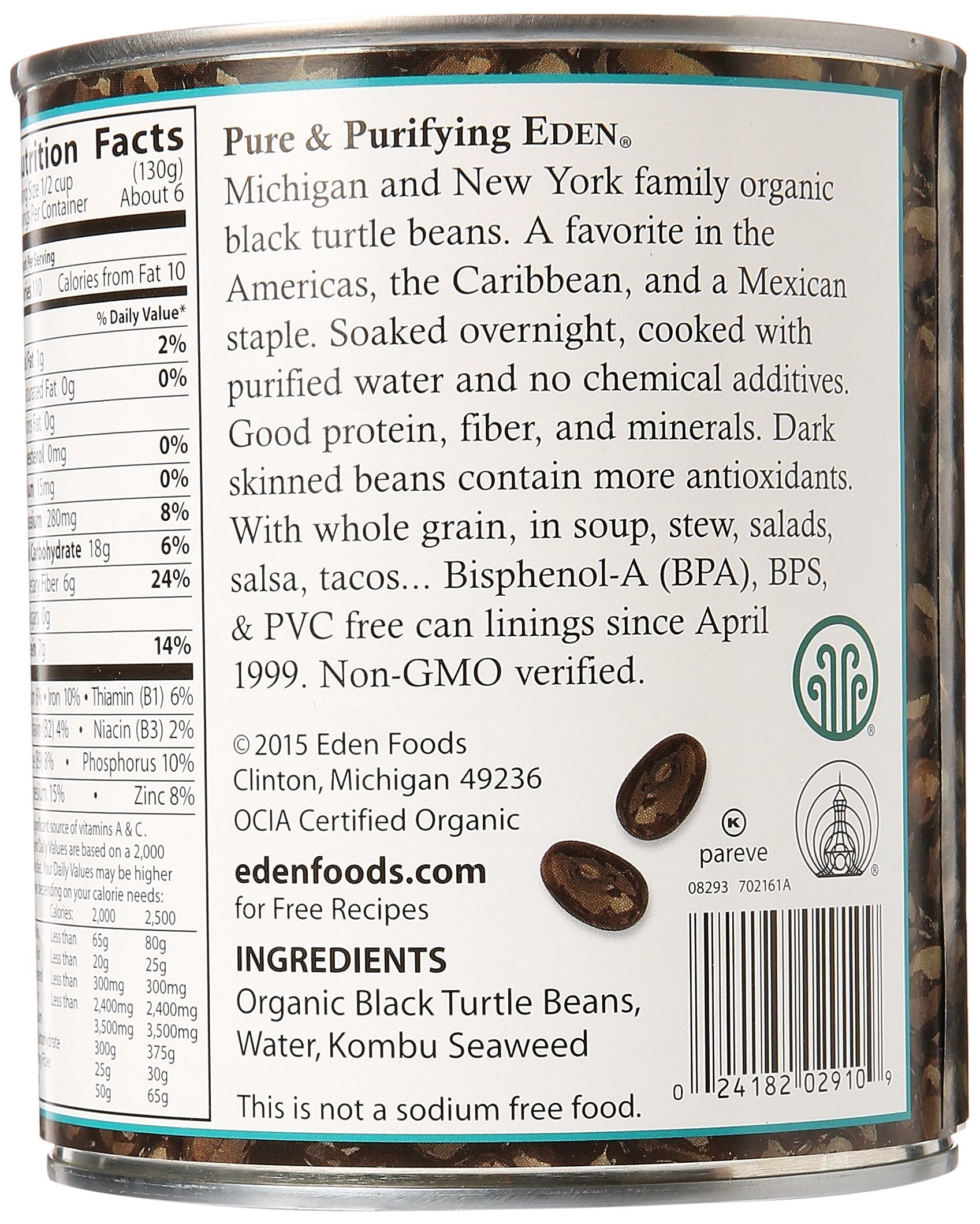 Eden Foods Organic Black Beans, 29 oz