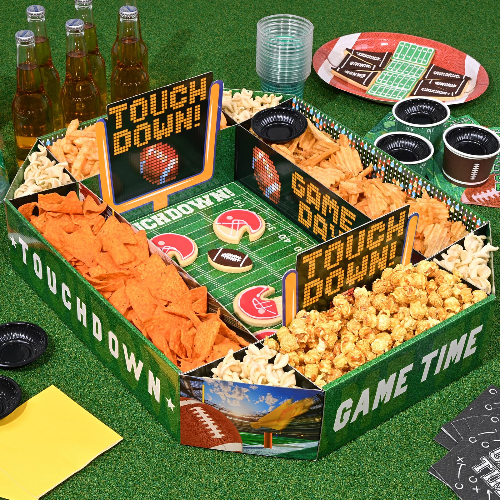 Gatherfun Football Party Supplies Kit - Complete Tailgate, Birthday & Celebration Snack Stadium Set | Essential Football Party Decorations & Favors