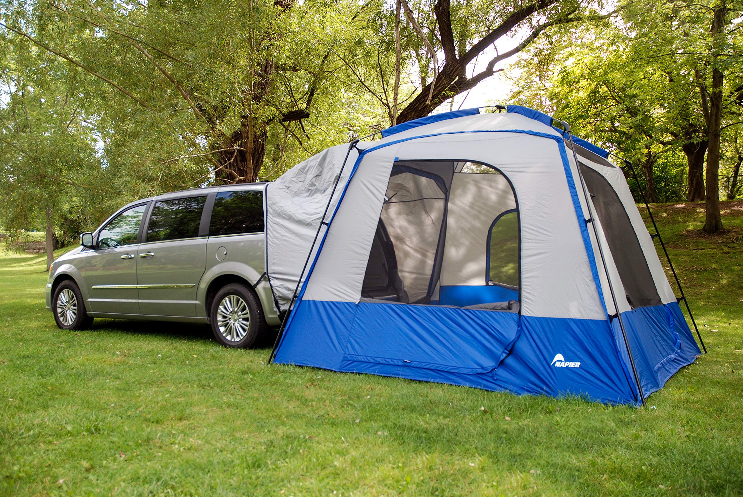 Napier Sportz SUV Tent with Screen Room | 10'x10' Vehicle Camping Tent with 7'x6' Screen Room and Awning | Fits All CUVs, SUVs, Minivans | Sleeps 6 Adults | Blue/Gray | Model 84000