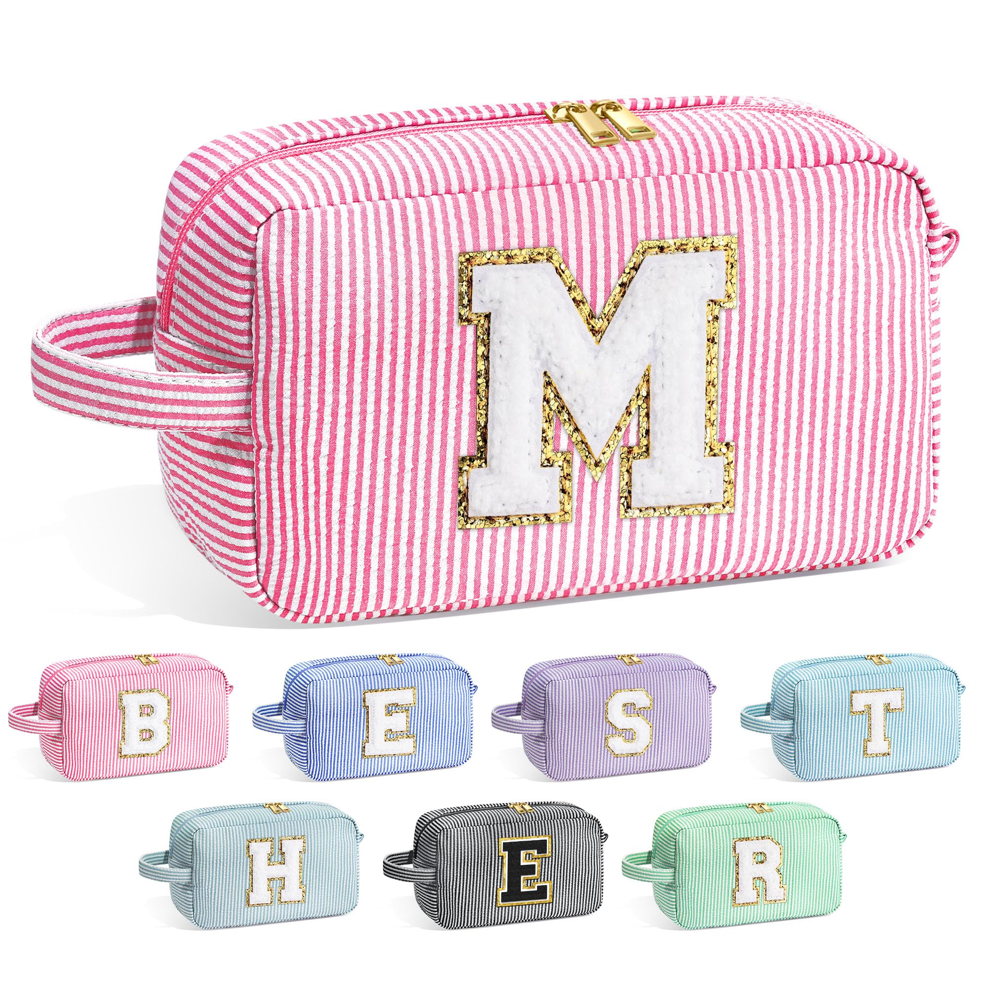 YOOLIFE Gifts for Teen Girls - Valentines Day Gifts for Kids, Gifts for 5 6 7 8 9 10 11 12 13 14 15 16 Year Old Birthday Gifts, Teen Girl Gifts Trendy Stuff, Teenage Girl Gifts, Initial Makeup Bag M