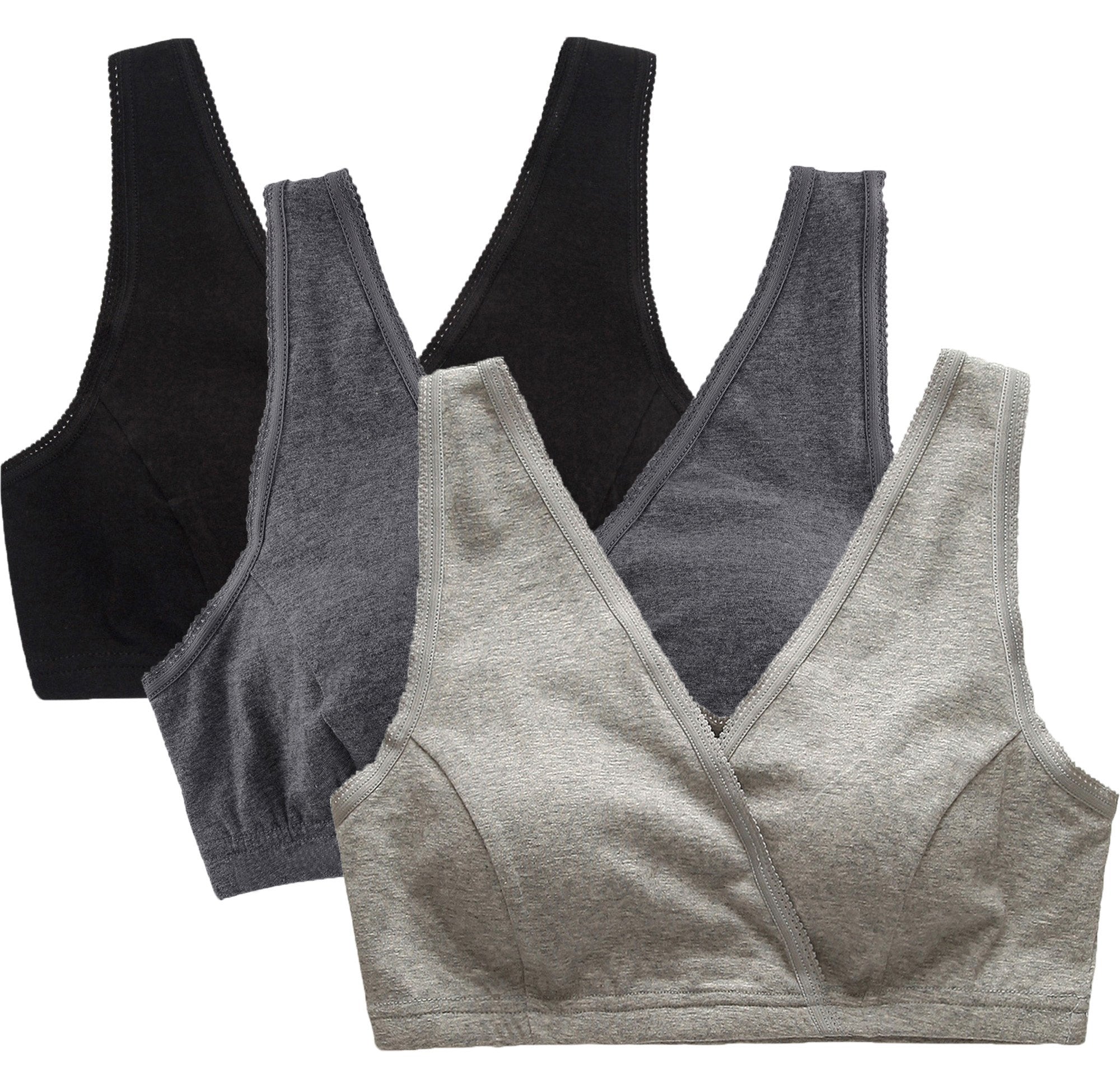 CAKYE Women's Maternity Nursing Bra for Sleep and Breastfeeding 3 Pcs/Pack (Medium/36B,36C,36D, Black/Gray/Dark Grey)