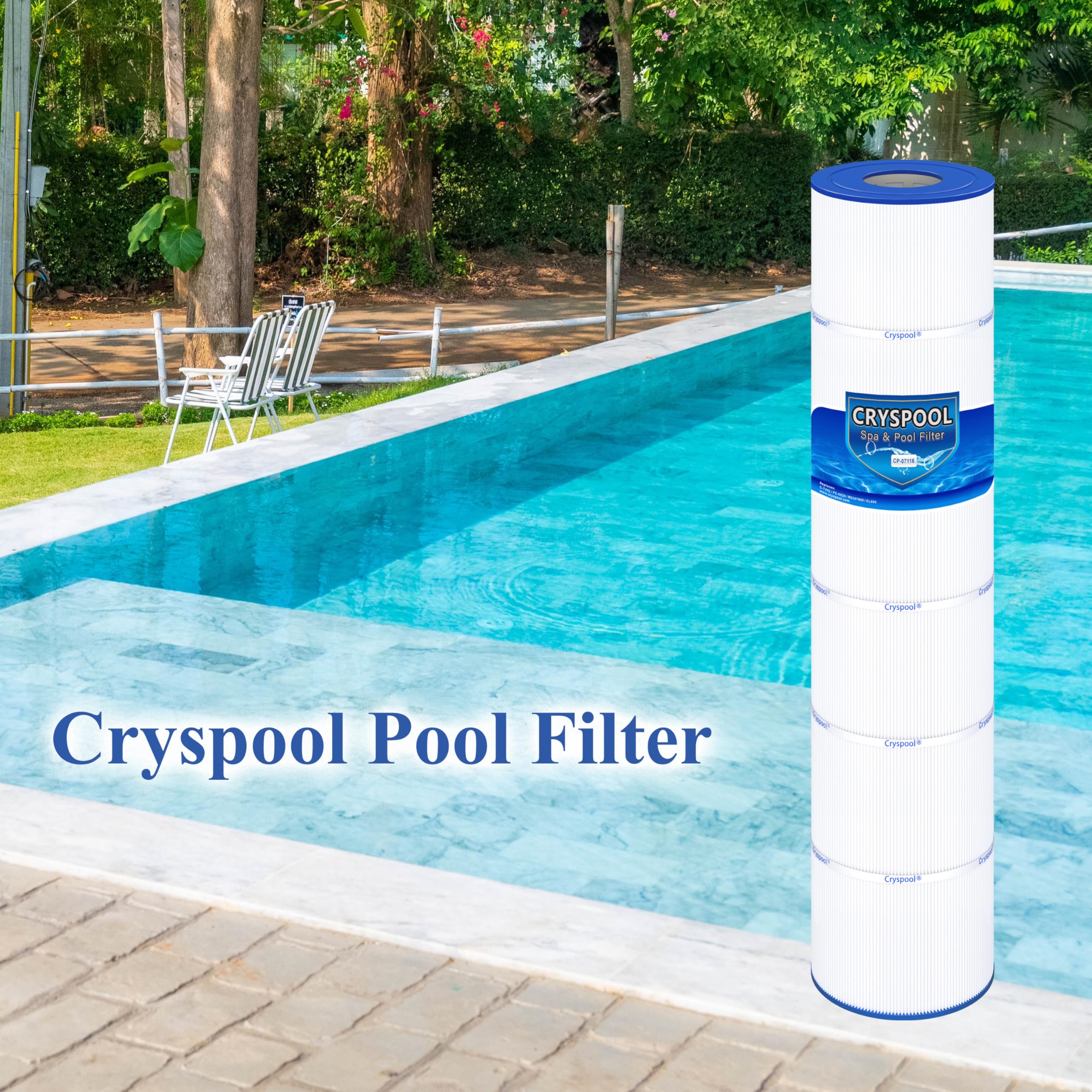 Cryspool® 07116 Filter Compatible with Jandy CL580, CV580, A0104100, R0357900, PJAN-145, C-7482, FC-0820, 145 Sq. Ft Pool Filter Cartridge, 4 Pack