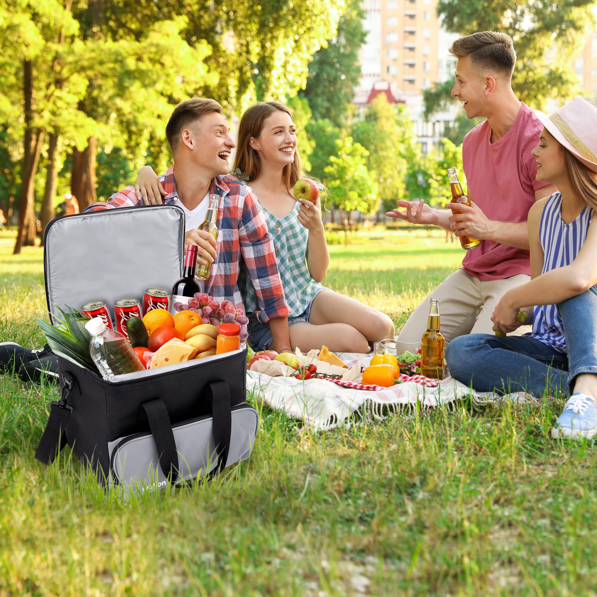 Ivation Portable Electric Cooler Bag | 15L Soft Sided Thermoelectric Travel Cooler with Shoulder Strap, Storage Pocket & DC 12V Plug in for Car, Truck & RV Camping