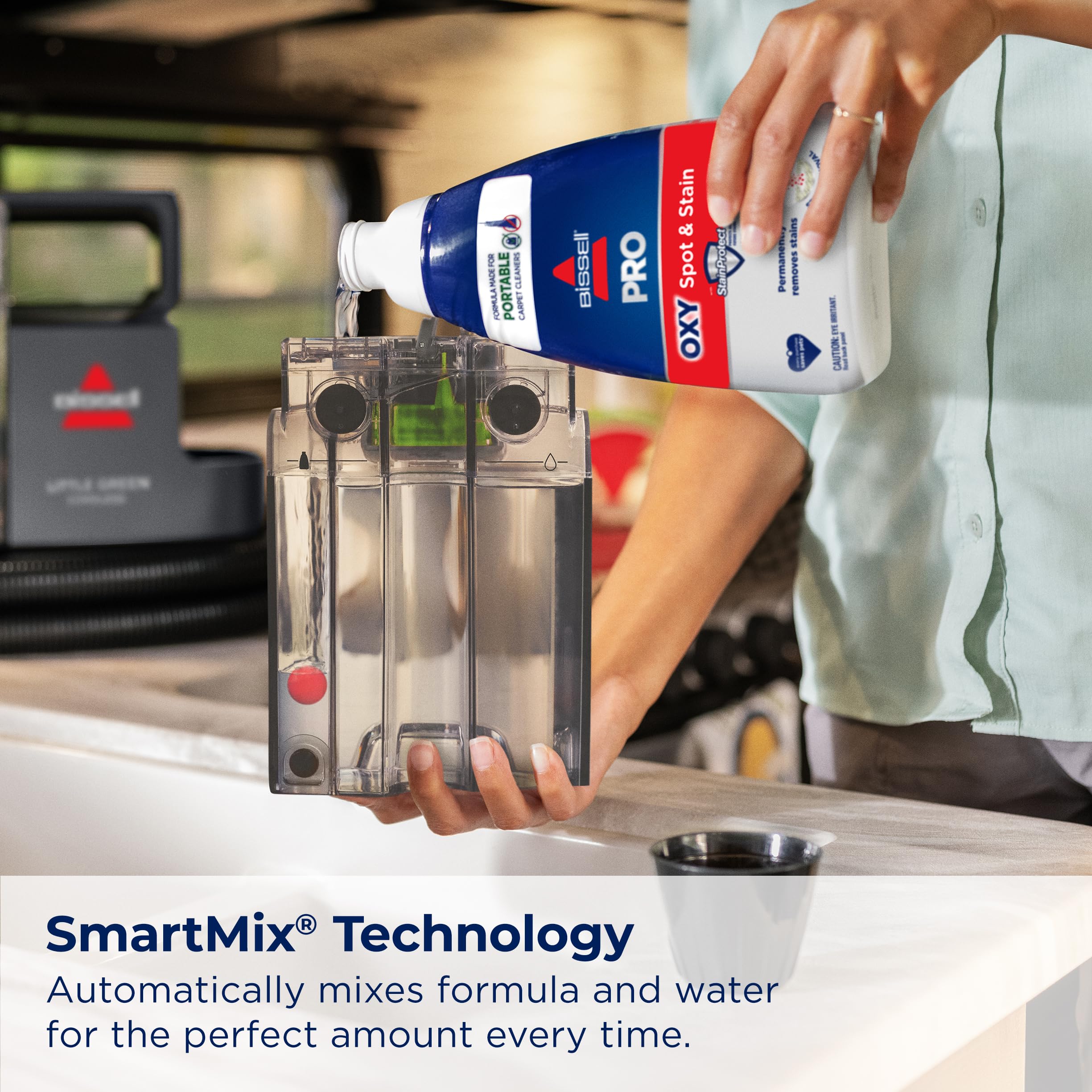 BISSELL Little Green Cordless SmartMix, Powerful Cordless Suction, HydroRinse Self-Cleaning Hose Tool, Pro Oxy Spot & Stain Formula Included