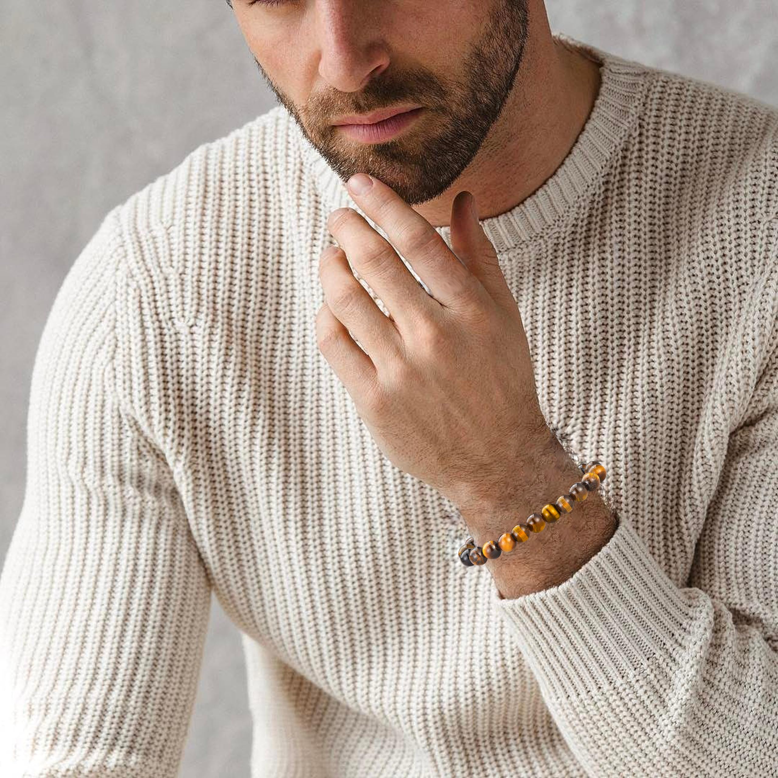 Simashts Natural Lava Stone Bracelet for Men Boyfriend Husband Dad Thanksgiving Gift Christmas Gift for Him Grandpa Uncle