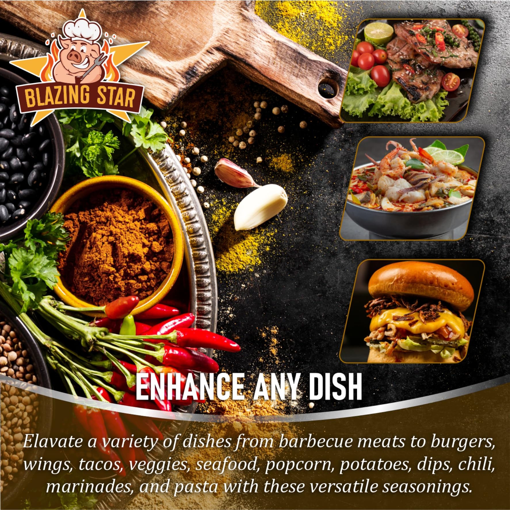 Blazing Star Reaper Rub – Balanced Sweet Heat Seasoning with Carolina Reaper Peppers – Perfect BBQ Rub for Ribs, Wings, Chicken, Pork, and Even Fruit – Veteran Owned (13.4 oz)