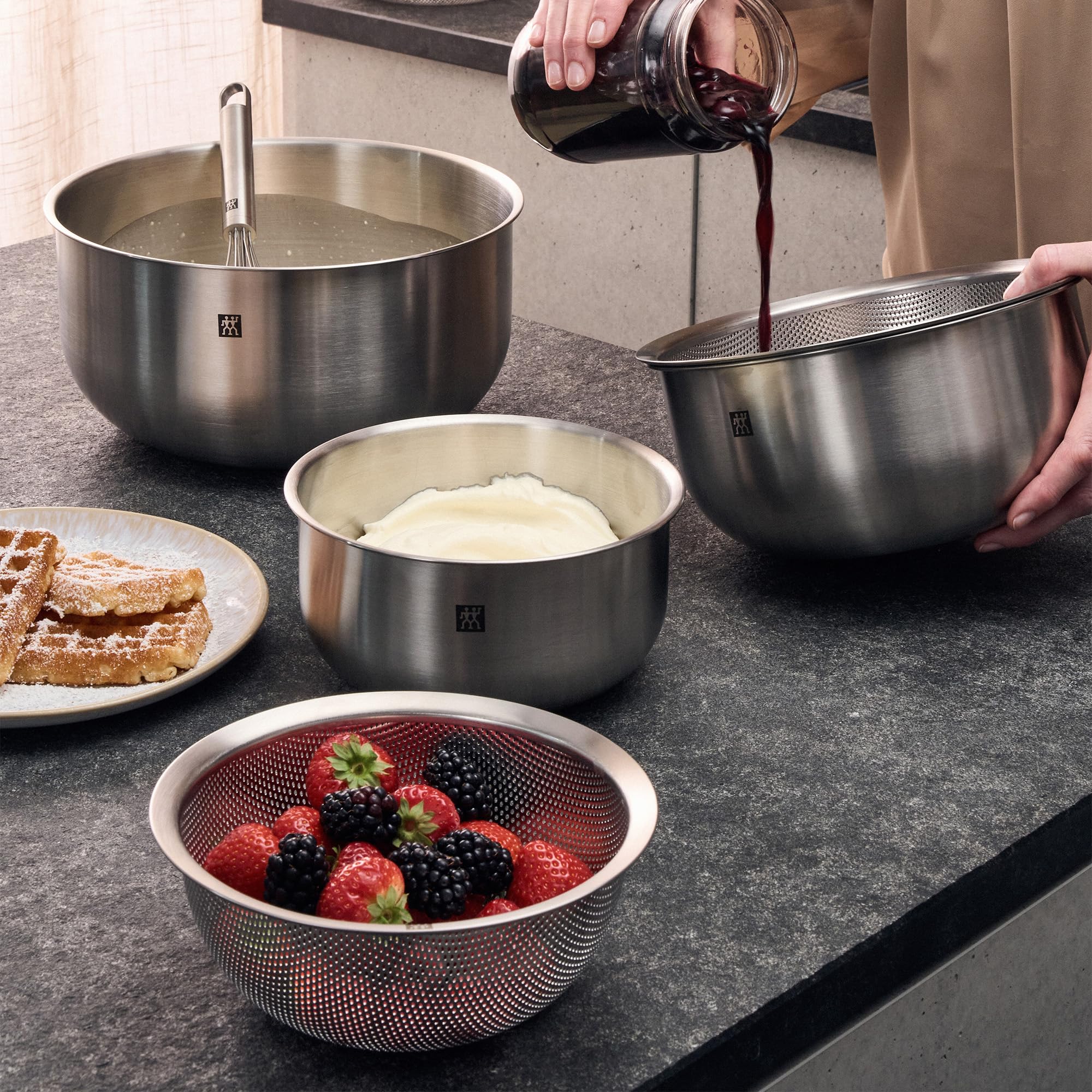 ZWILLING Prep 3-pc Brushed Stainless Steel Nesting Bowls Set