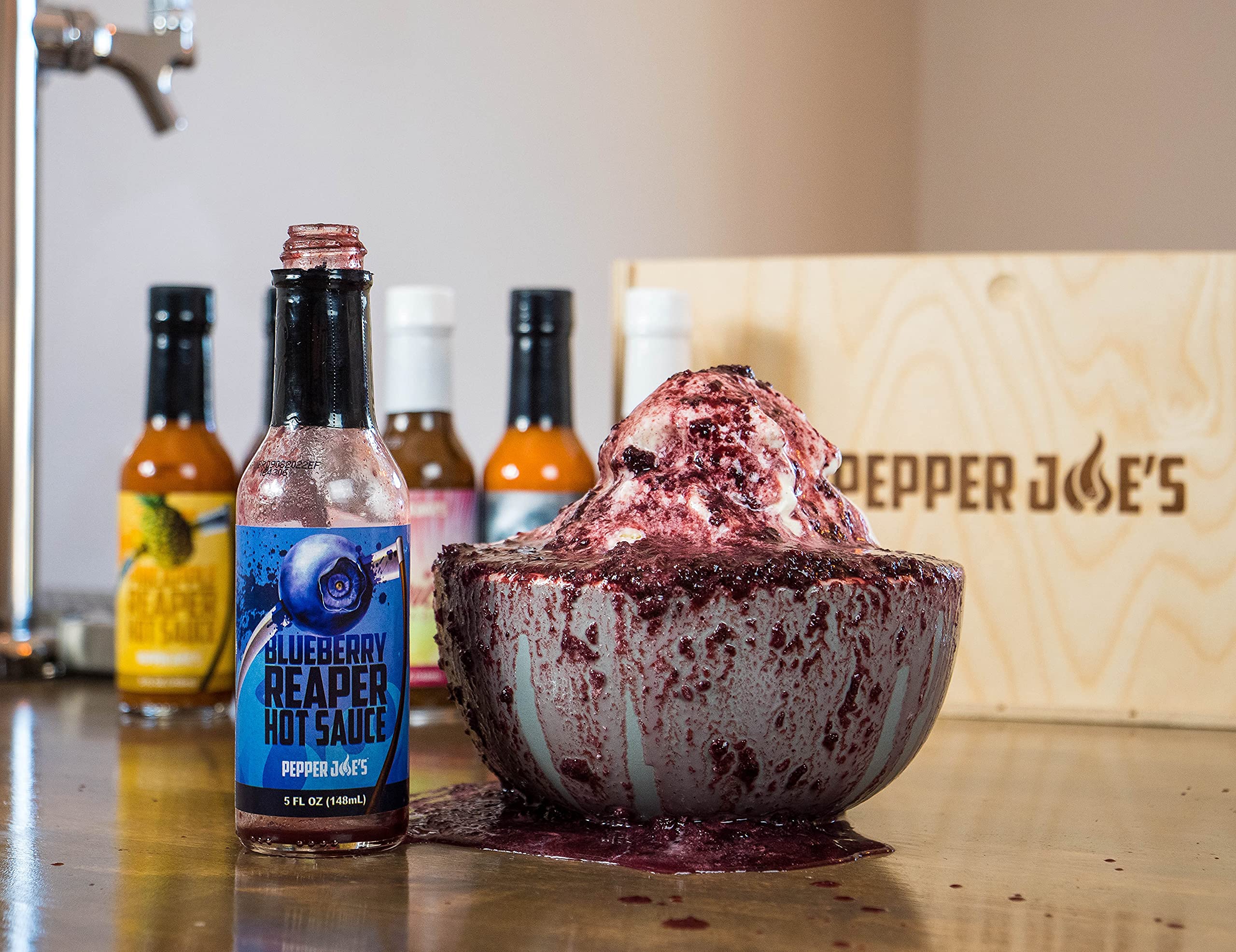 Pepper Joe’s Blueberry Carolina Reaper Hot Sauce – Premium Carolina Reaper Hot Sauce – Made with a World’s Hottest Chili Pepper and Ripe Blueberries – 5 Ounces