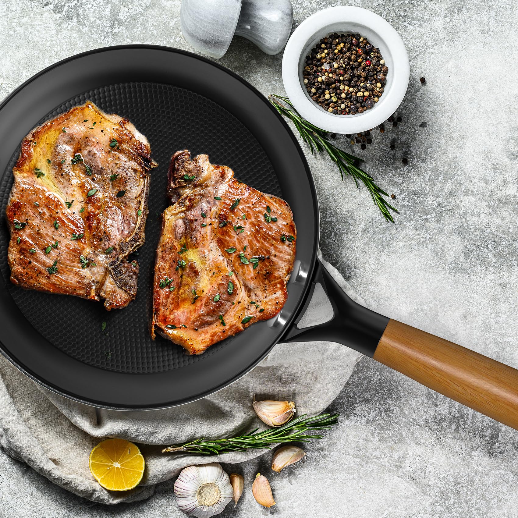 LAMFO Cast Iron Skillet, 12 Inch Nonstick Frying Pan Skillet with Removable Handle, PFAS-Free, Egg Pan Non Stick Frying Pans, Oven Safe Dishwasher Safe