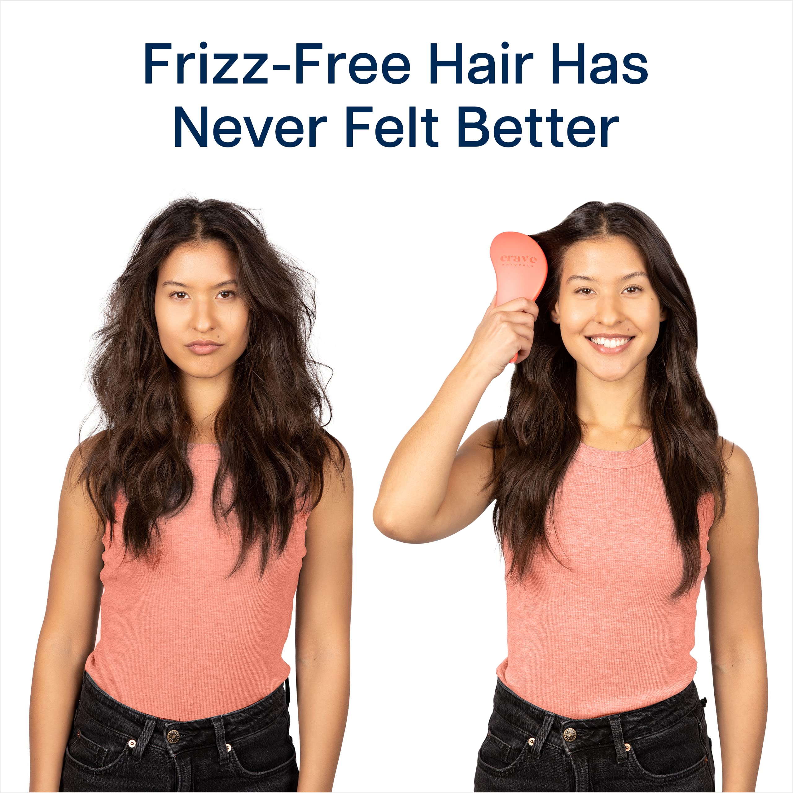 Crave Naturals Glide Thru Detangling Hair Brush for Adults & Kids Hair - Detangler Brush for Natural, Curly, Straight, Dry or Wet Hair Brushes for Women & Men - 1 Pack - Coral