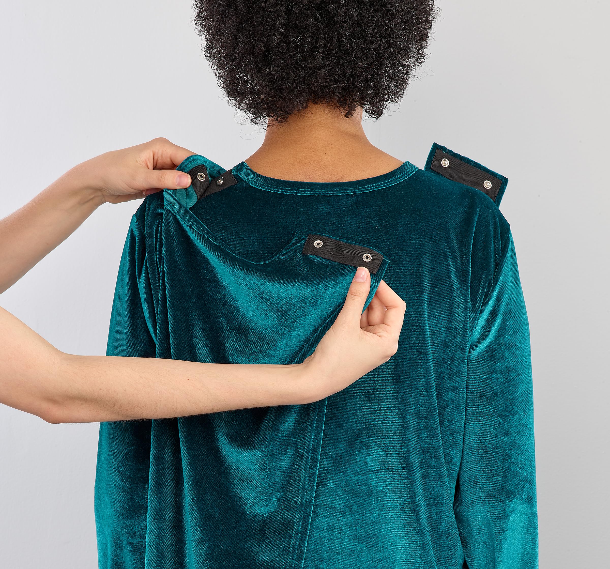 Silvert's Adaptive Clothing & Footwear Women’s Open Back Velvet Dress for Seniors - Royal Blue LGE