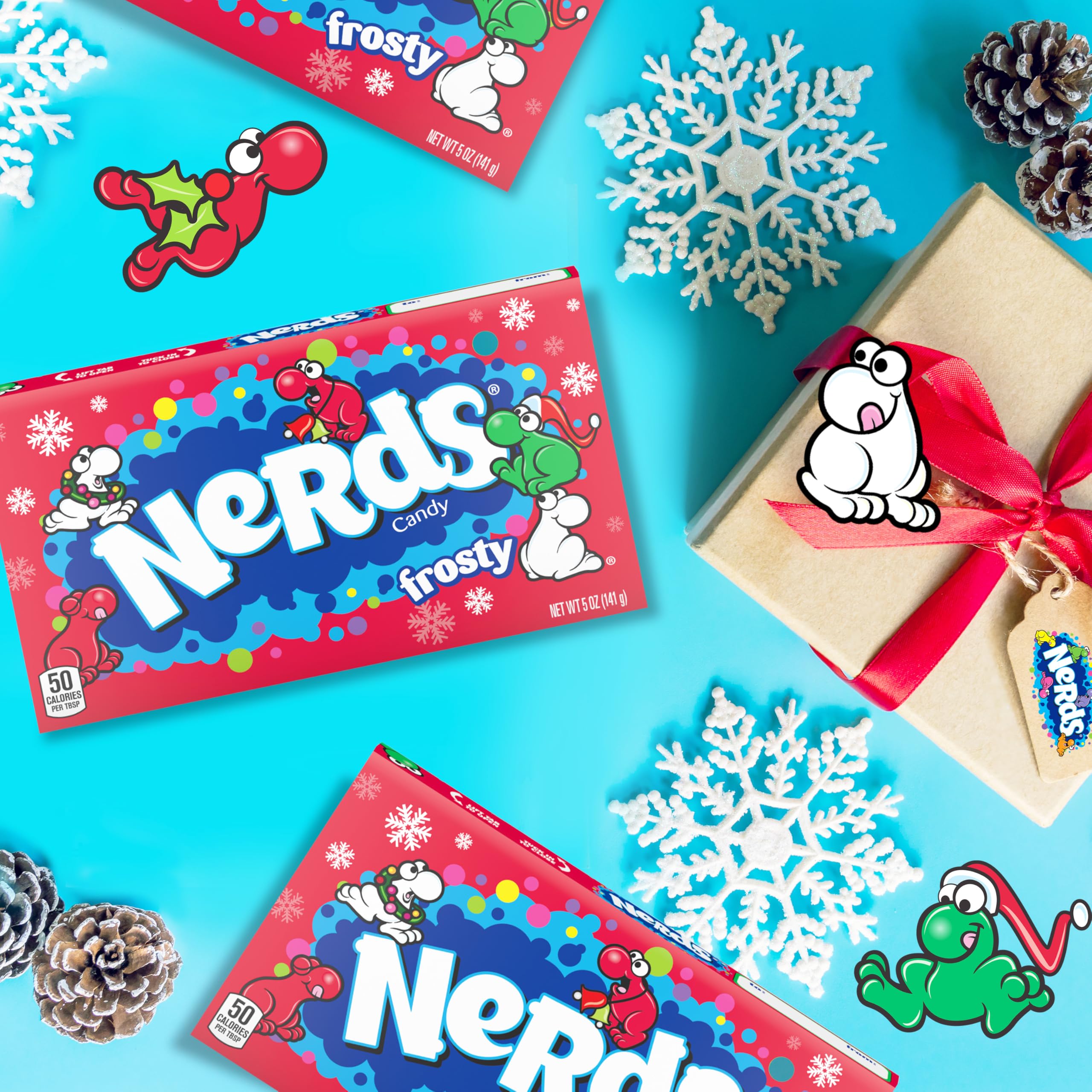 Nerds Frosty Theater Box, Watermelon, Cherry, & Punch, 5 ounce (Pack of 12) - Perfect for Stocking Stuffers, Holiday Gifting and Decorating
