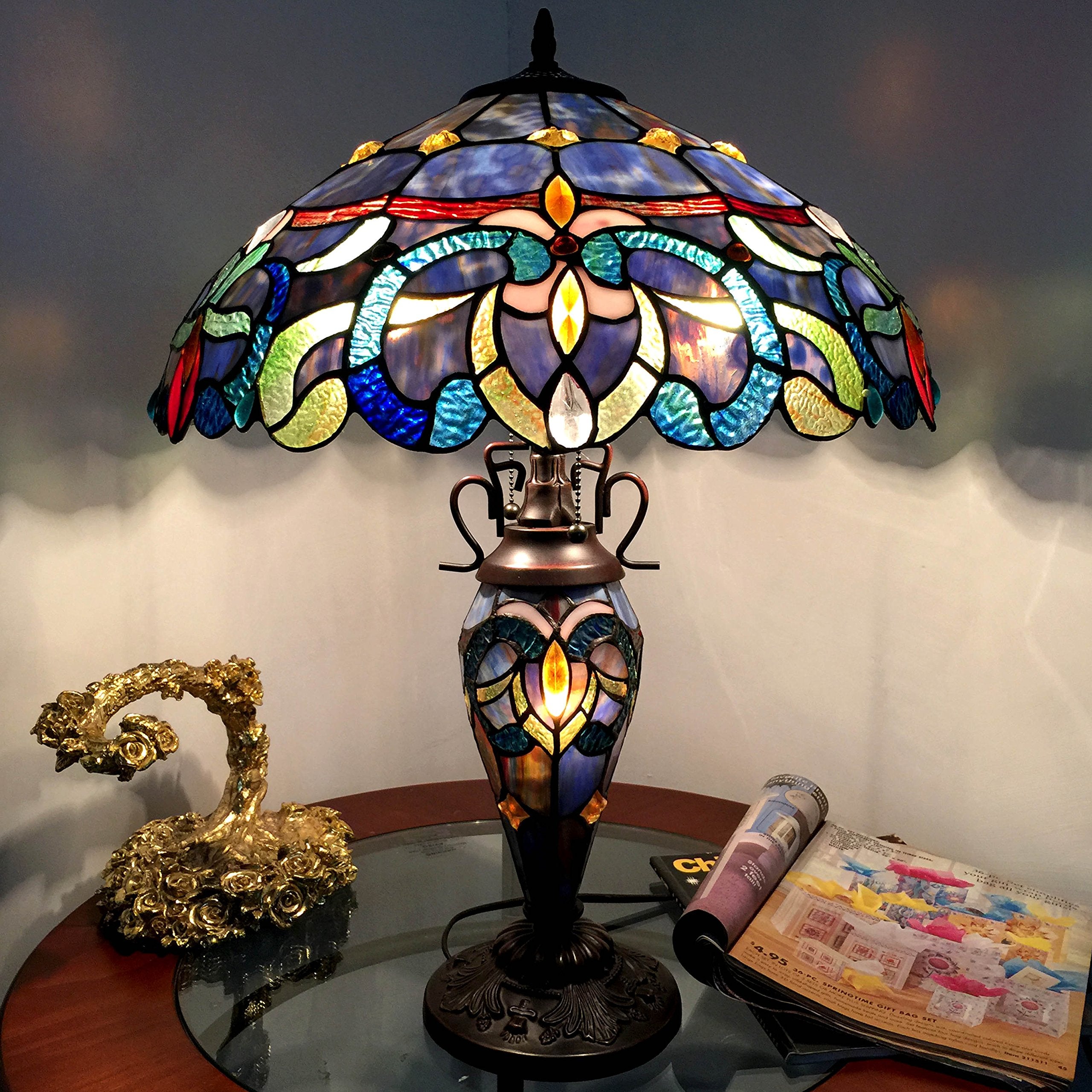 Chloe CH18091PV18-DT3 Nora Double Lit Table Lamp, One Size, Multicolor