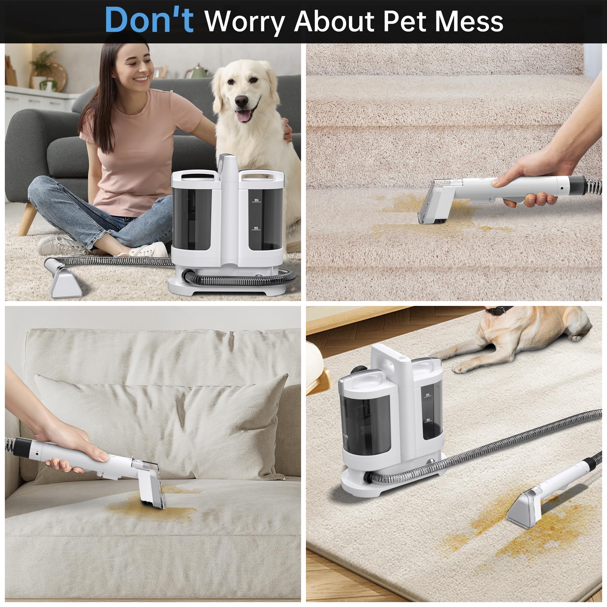 Carpet Cleaner Machine,18Kpa Upgraded Portable Carpet Upholstery Cleaner Machine,500W Powerful Suction Deep Spot Cleaning Machines for Couch,Car Seats,Upholstery&Furniture