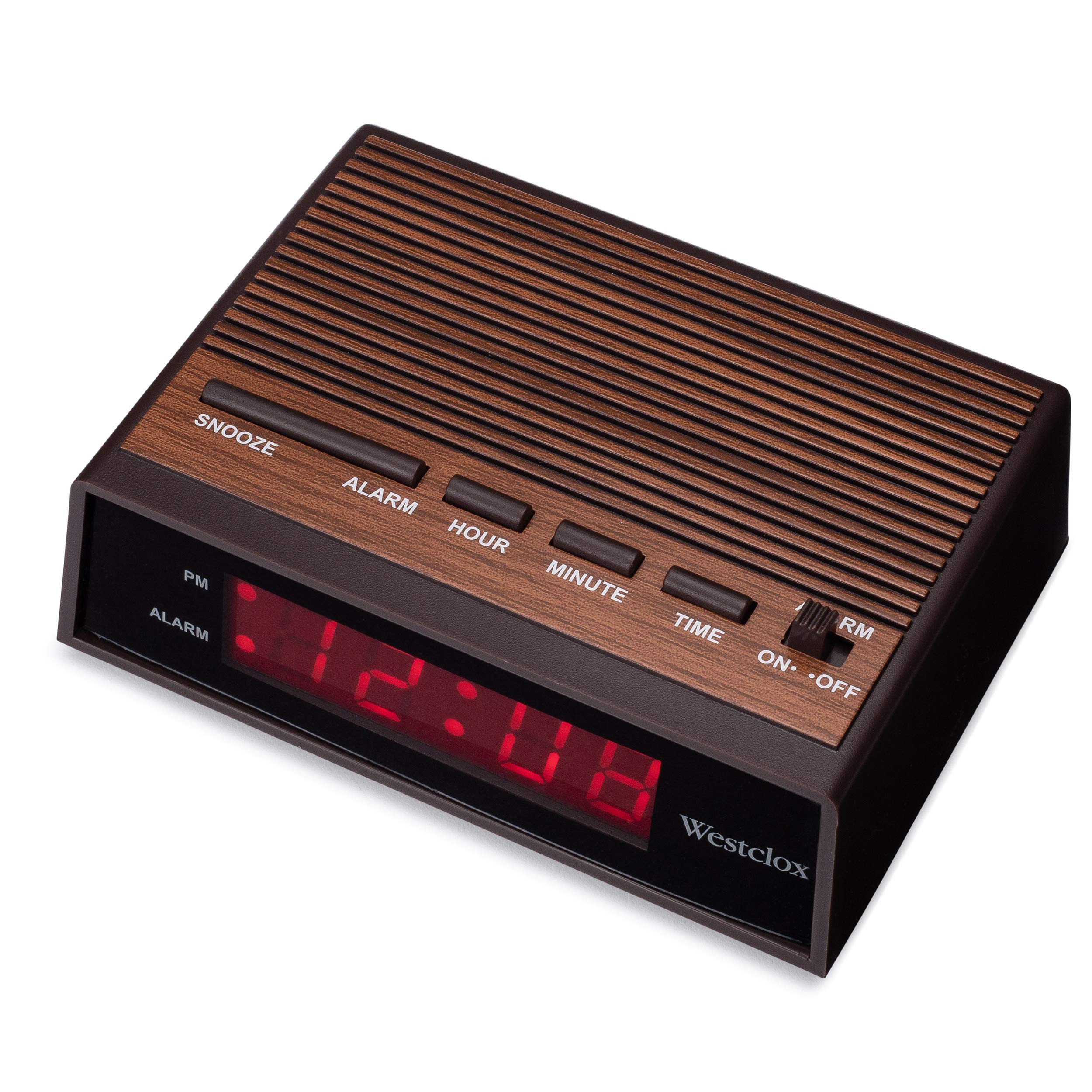Westclox Retro Wood Style Easy To Read Super Bright Small Night Table Ascending Alarm Clock 22690.