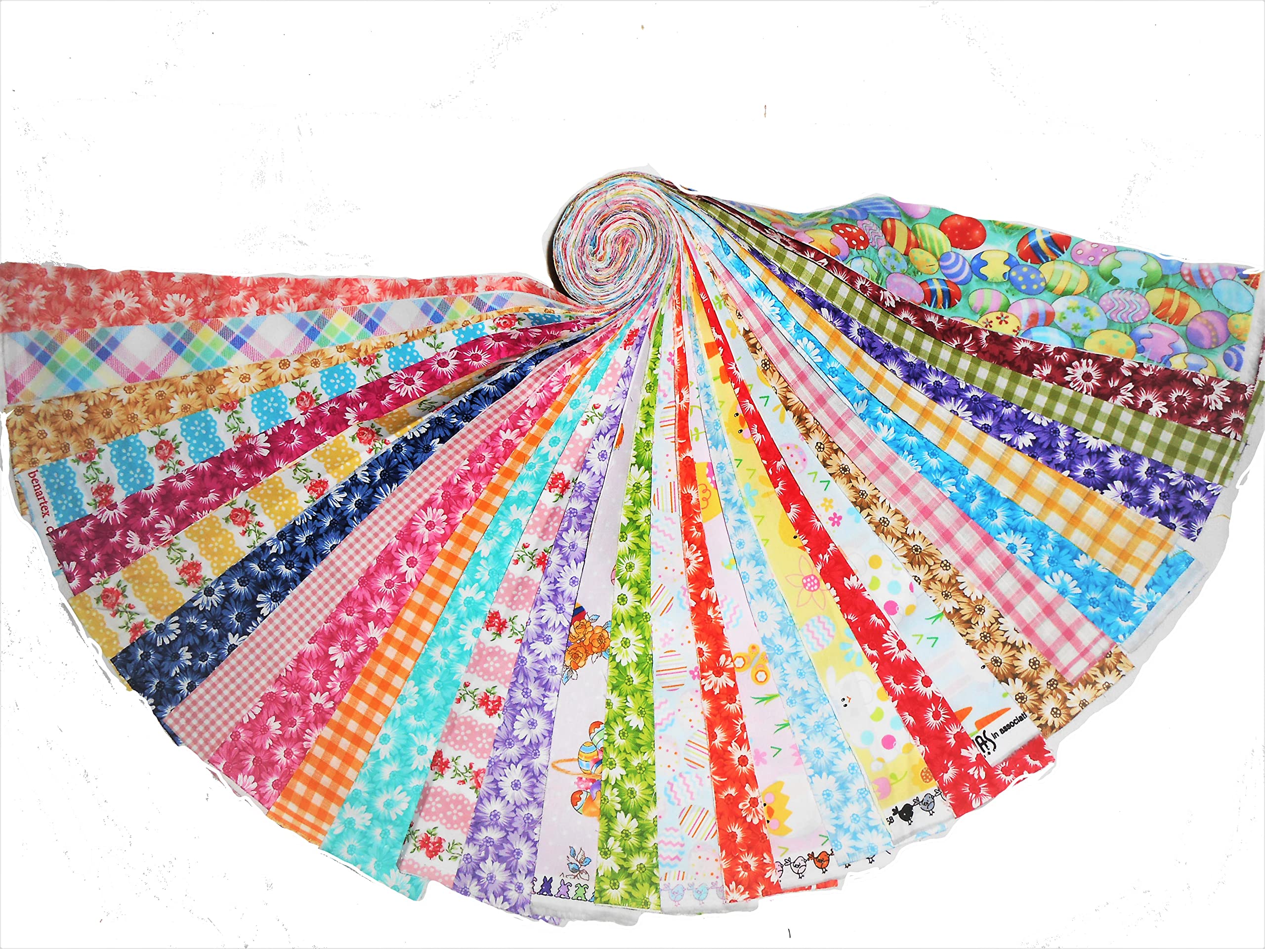 30 2.5 Inch Jelly Roll Strips Joyful Easter Day Quilting Fabric