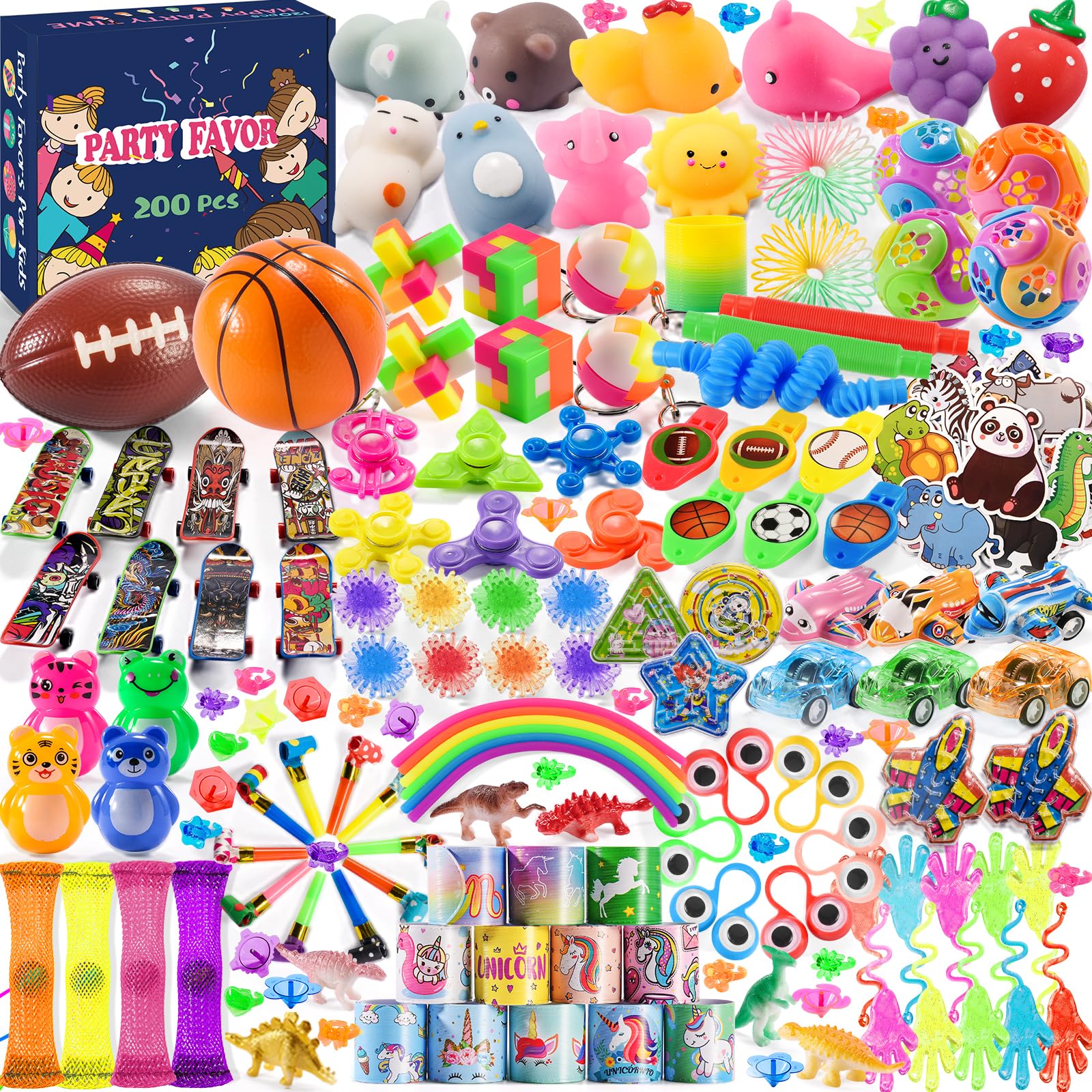 Yutin 200 PCS Party Favors for Kids 8-12, Treasure Prize Box Toys for Kids Classroom Rewards, Goodie Bag Stuffers Pinata Fillers, Small Bulk Toys for Birthday Gift Bag 4-8