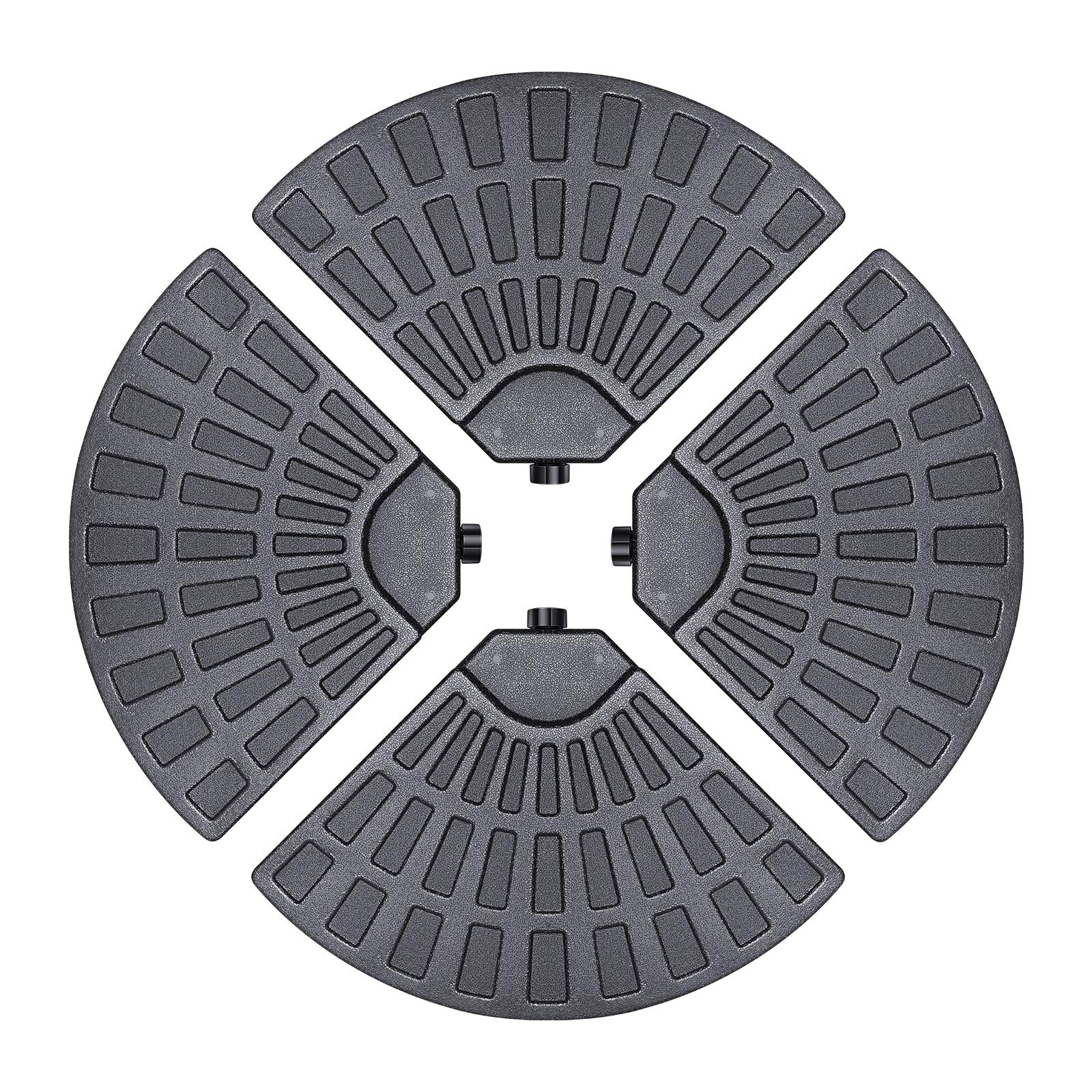 Funsite 4Pcs Offset Umbrella Base, Heavy-duty Cantilever Umbrella Base Weights, Water or Sand Filled Circular Umbrella Weight for Offset Umbrella Stand, 150-194lbs