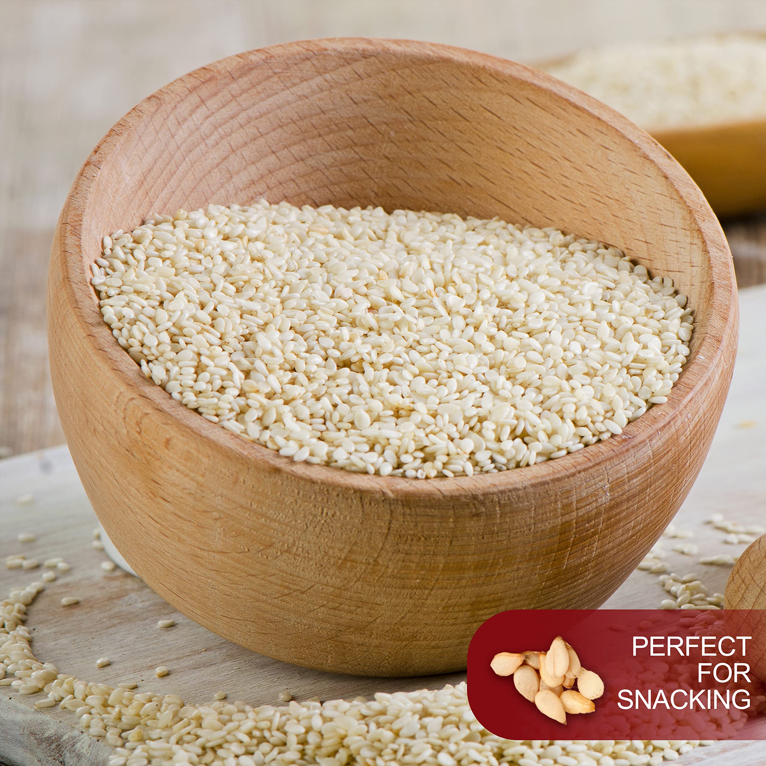 We Got Nuts White Hulled Sesame Seeds 5 Lbs (80oz) Bag | No Preservatives Added, Non-GMO, 100% Natural With No Shell | For Baking, Salad Toppings, Cereal, Roasting