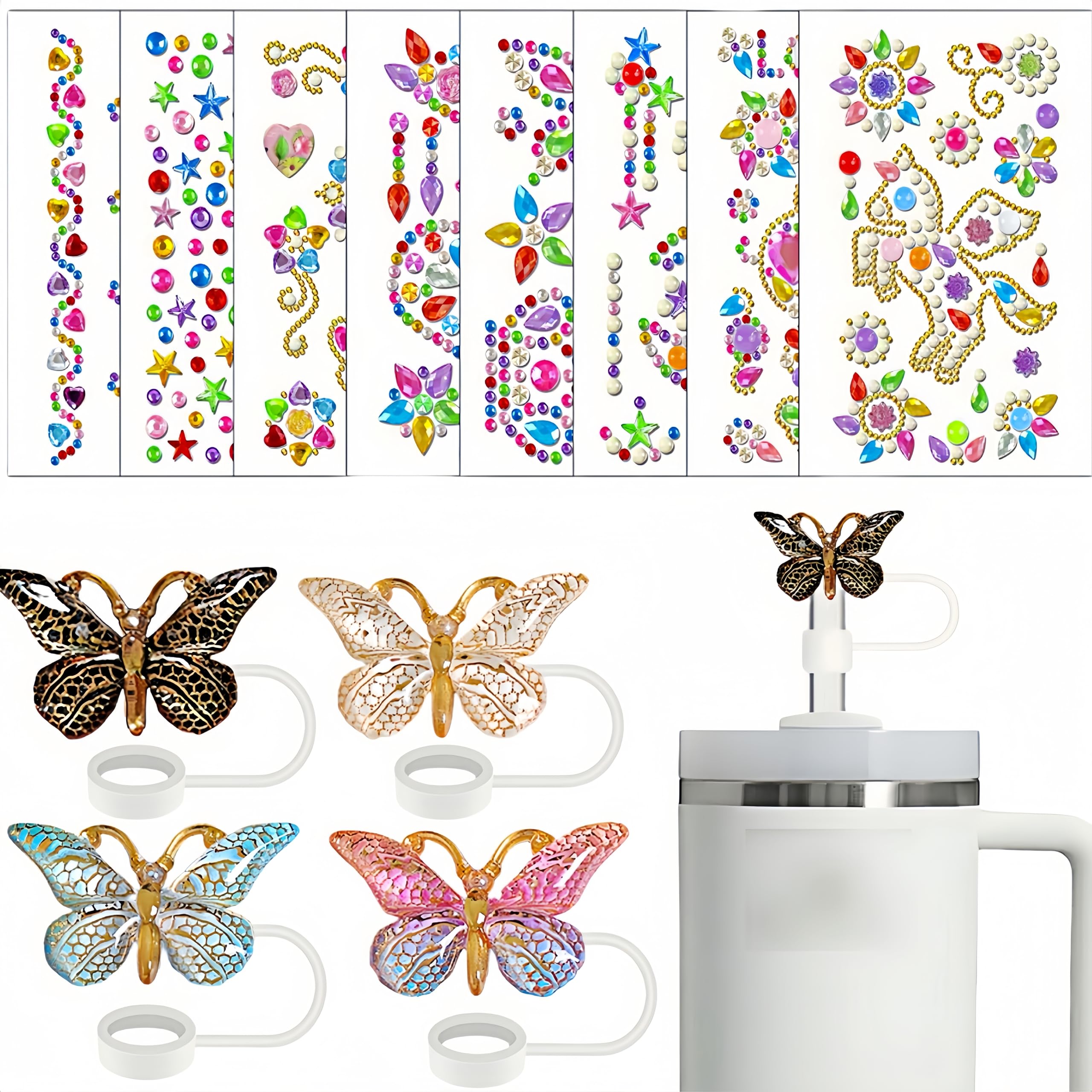 210pcs Water Bottle Stickers and 4pcs Straw Toppers for Stanley