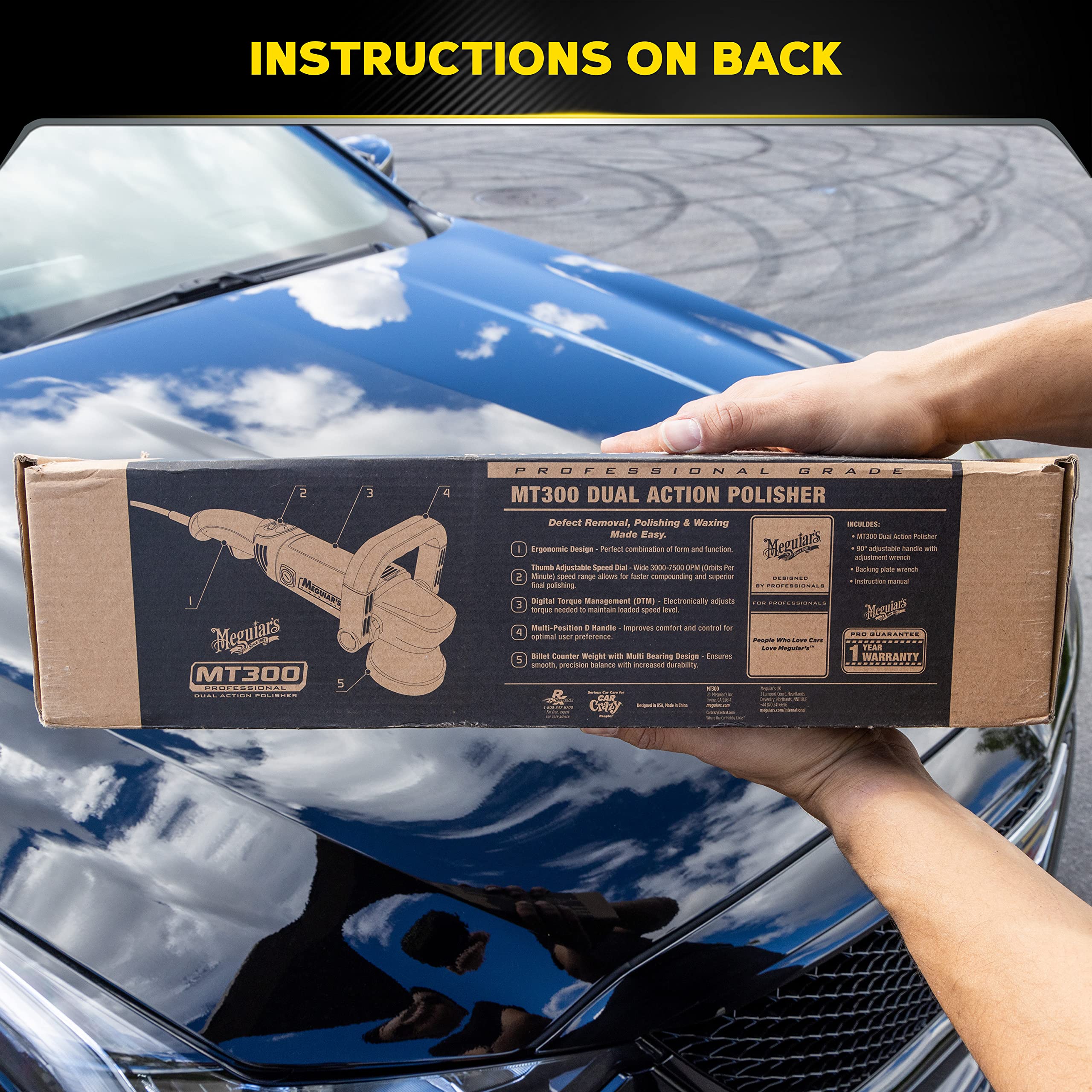 Meguiar's MT3 Variable Speed Dual Action Polisher, Professionally Designed Car Scratch Remover and Car Polisher - 1 Count