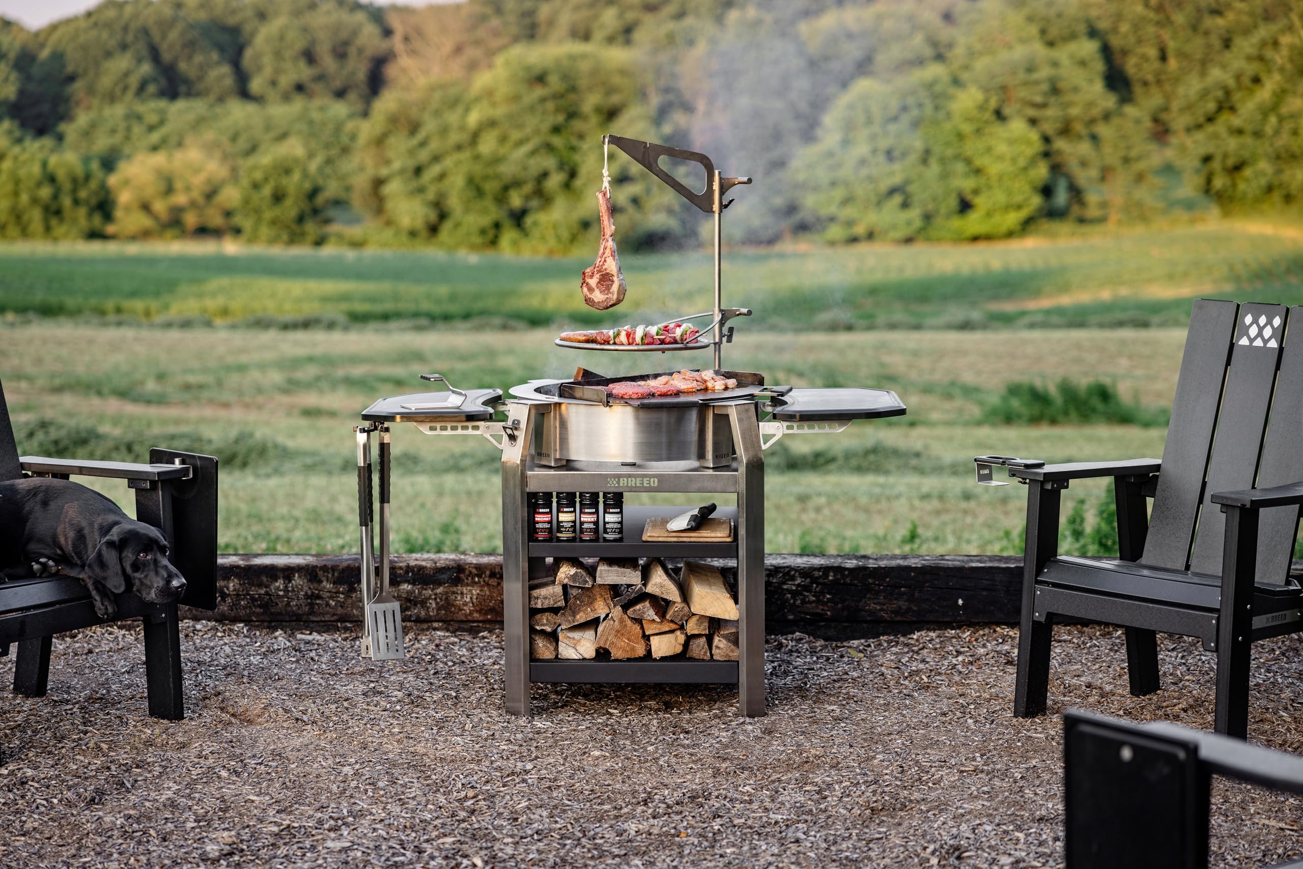 Breeo Live-Fire Grill - Outdoor Fire Pit, Portable Wood Stove, Firepit Grills - For BBQ, Pizza, Burger, From Grilling to Searing - Campfire Cooking Equipment - Compatible with All X24 Accessories