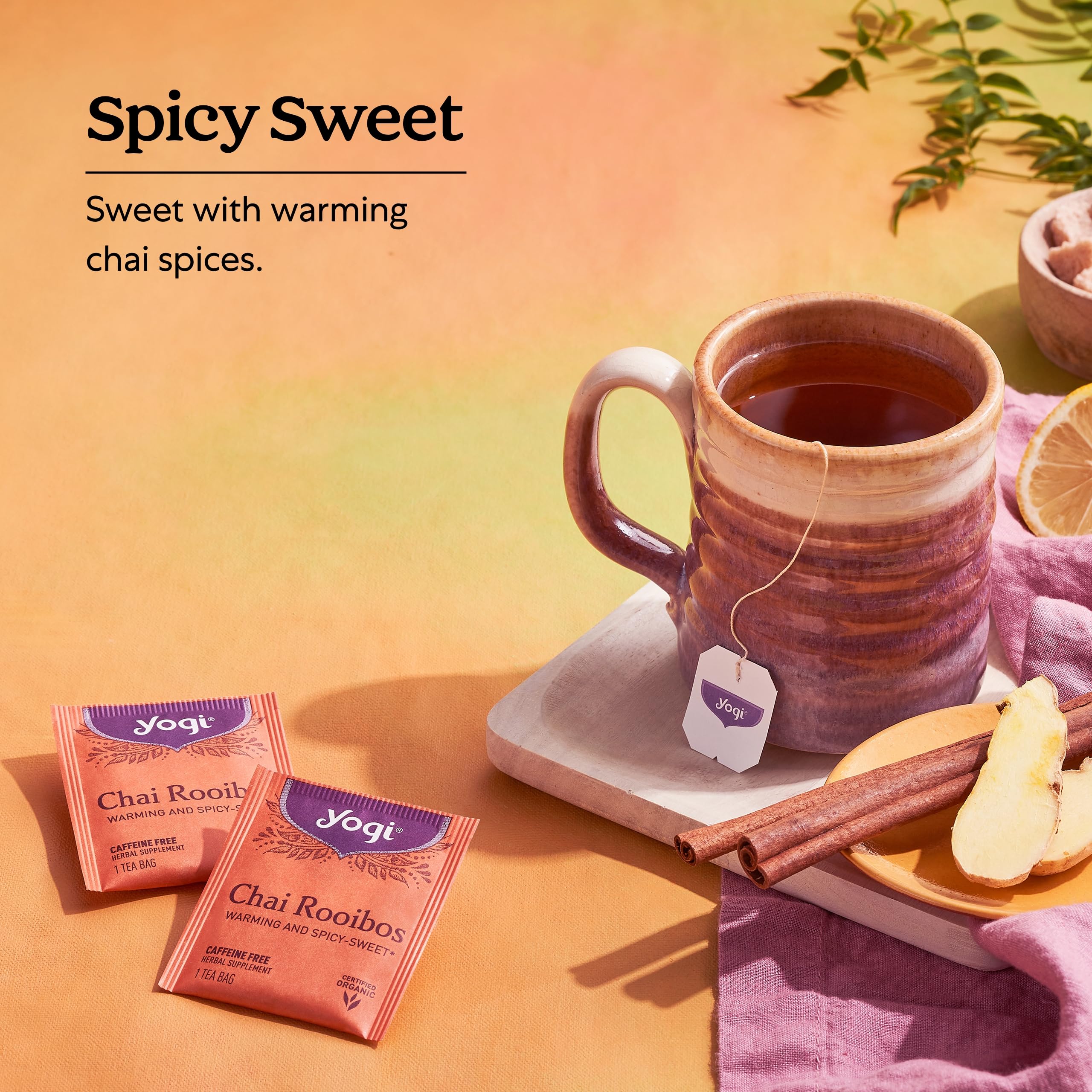 Yogi Tea Chai Rooibos Tea - 16 Tea Bags per Pack (6 Packs) - Spiced Organic Rooibos Tea - Provides Antioxidants - Caffeine-Free - Includes Cardamom, Cinnamon, Ginger & Clove