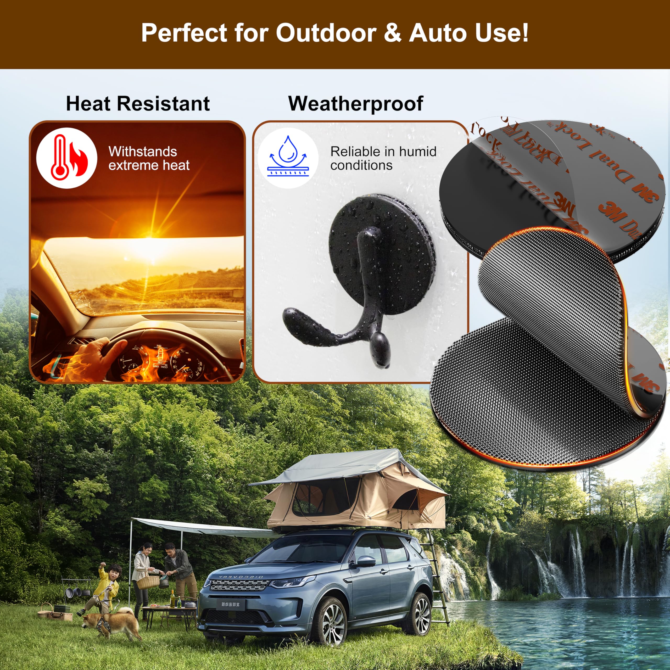 PHIXBEAR 2in Dual Lock Fastener Made of 3M SJ3551CF, 8 PCS Reclosable Interlocking Tape Heavy Duty, EZ Pass Holder Adhesive Hook Lock Sticky Back Mushroom Mounting Tape for Indoor & Outdoor