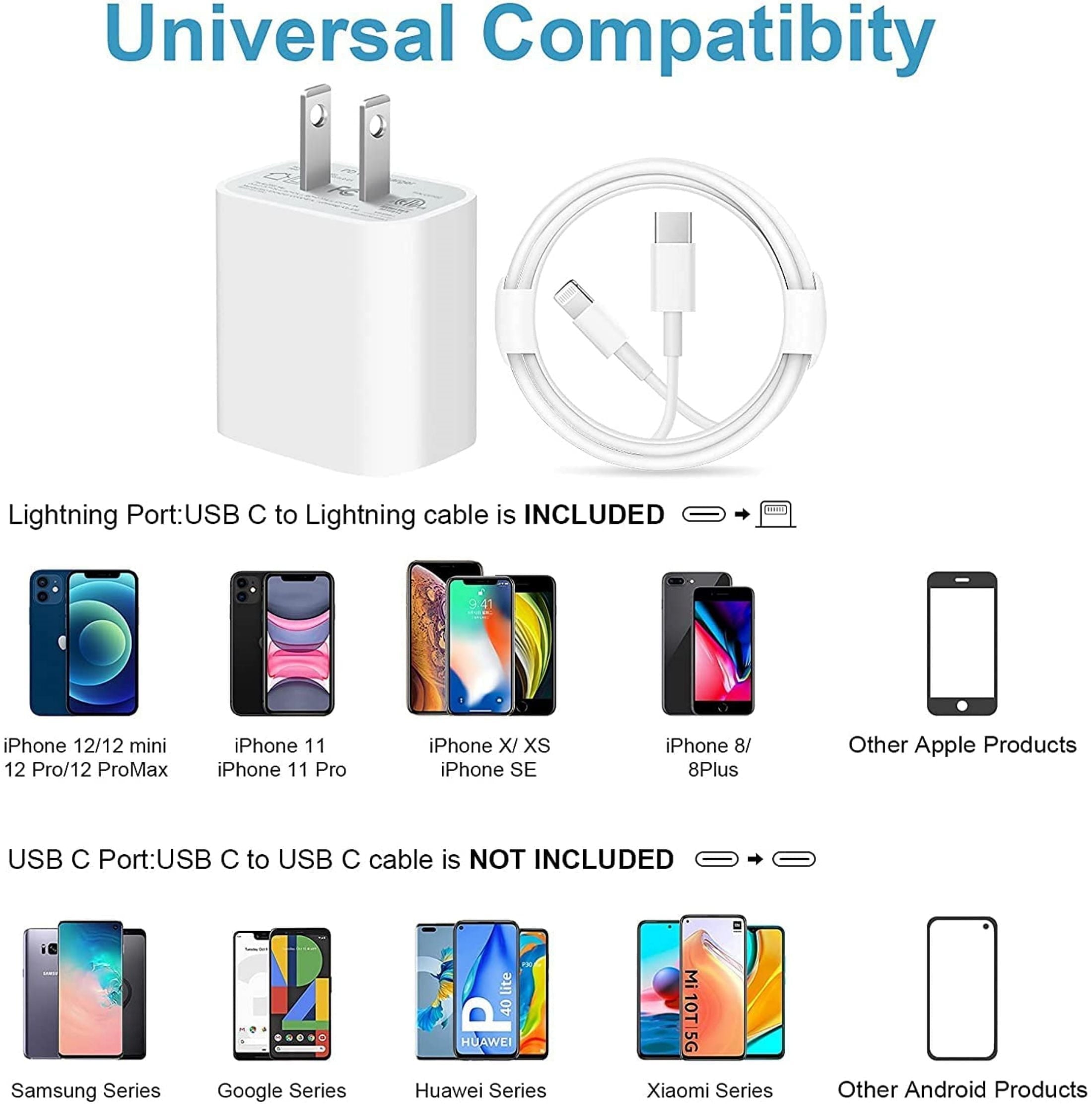 iPhone 14 11 12 13 Fast Charger-20W PD USB C Wall Charger with 6FT Fast Charging Cable Compatible iPhone 14/13/12/11/Pro/Pro Max/Mini/Xs Max/XR/X-White