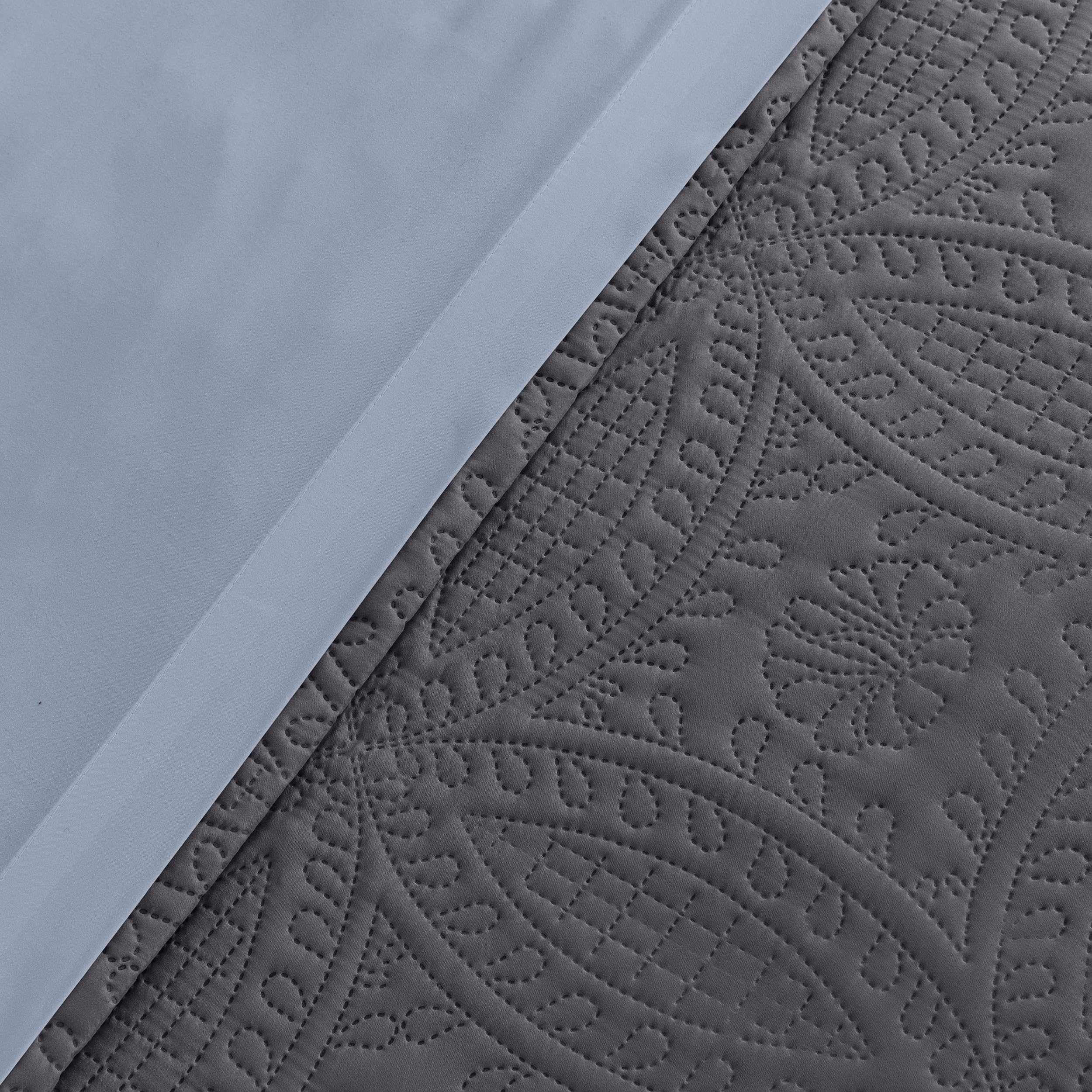 Mellanni Bedspread Coverlet Set + 6PC Sheets Set Bundle&Save - Iconic Collection Bedding - Bundle Includes: 3 Piece Oversized Quilt Set and 6 Piece Bed Sheet Set (King, Gray/Blue Hydrangea)