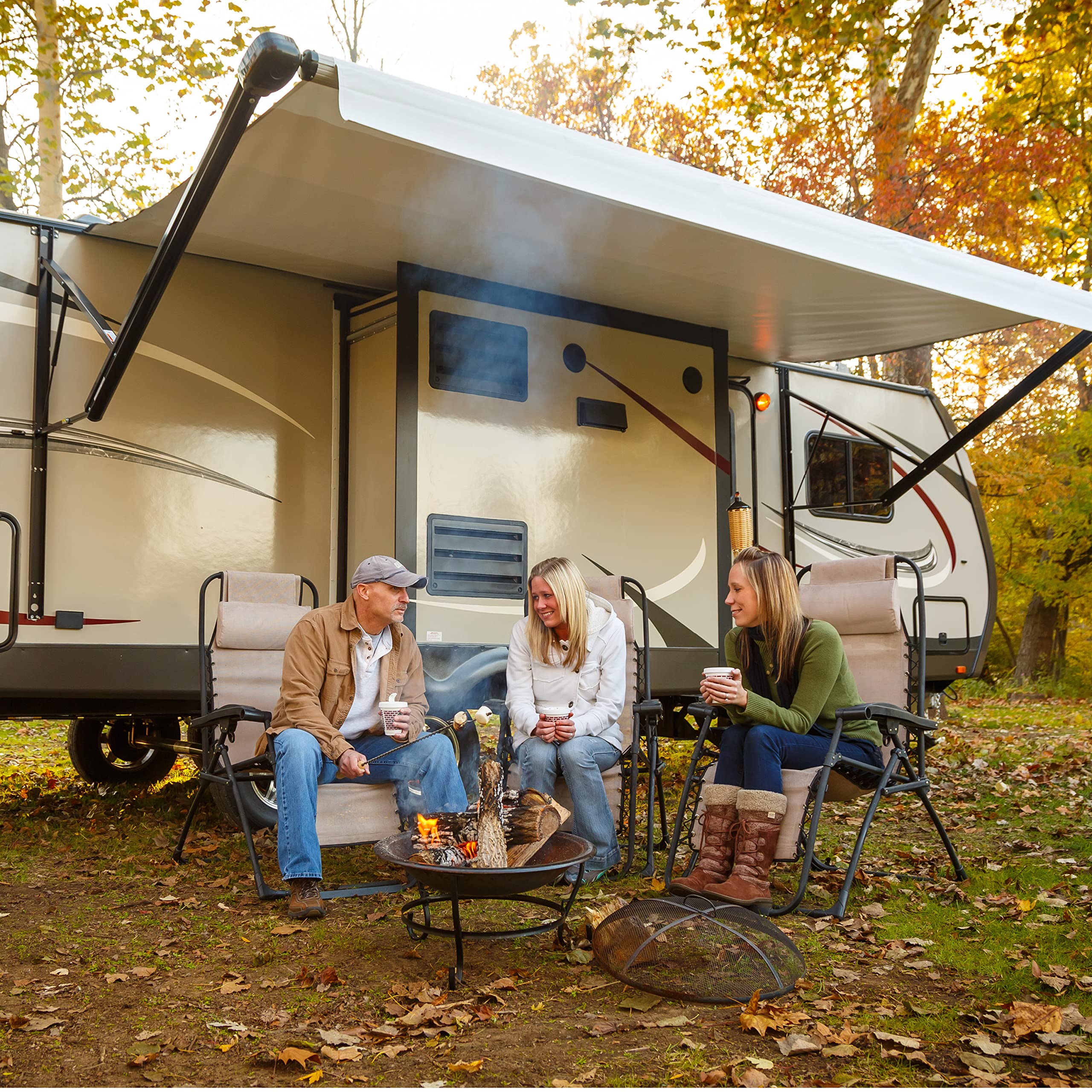 Lippert 24" Radius Triple Manual RV Steps, 9" Rise for 5th Wheel RVs, Travel Trailers and Motorhomes, Anti-Slip Stepping Surface - 1774401