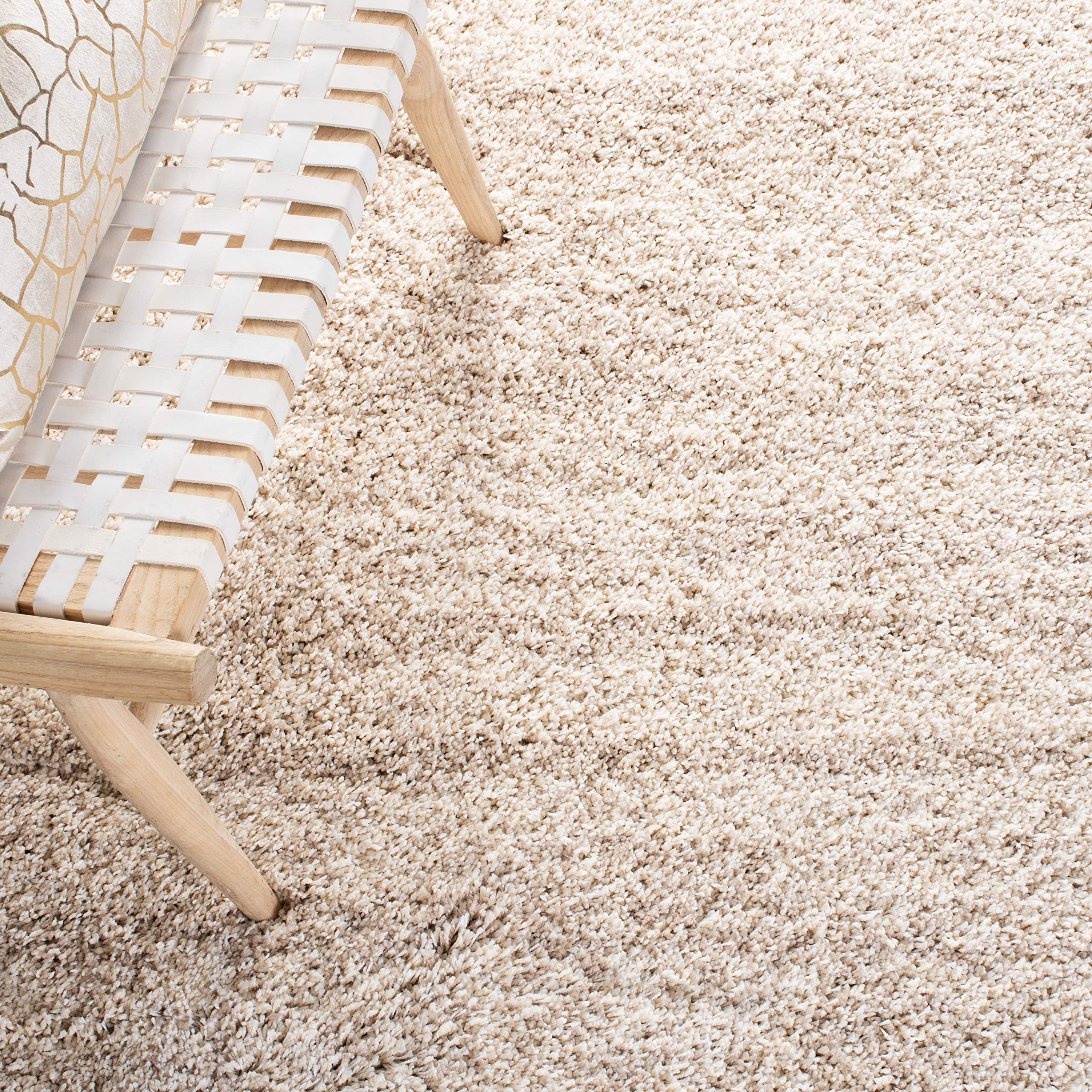 SAFAVIEH Hudson Shag Collection Area Rug - 9' x 12', Ivory & Beige, Modern Abstract Design, Non-Shedding & Easy Care, 2-inch Thick Ideal for High Traffic Areas in Living Room, Bedroom (SGH295C)