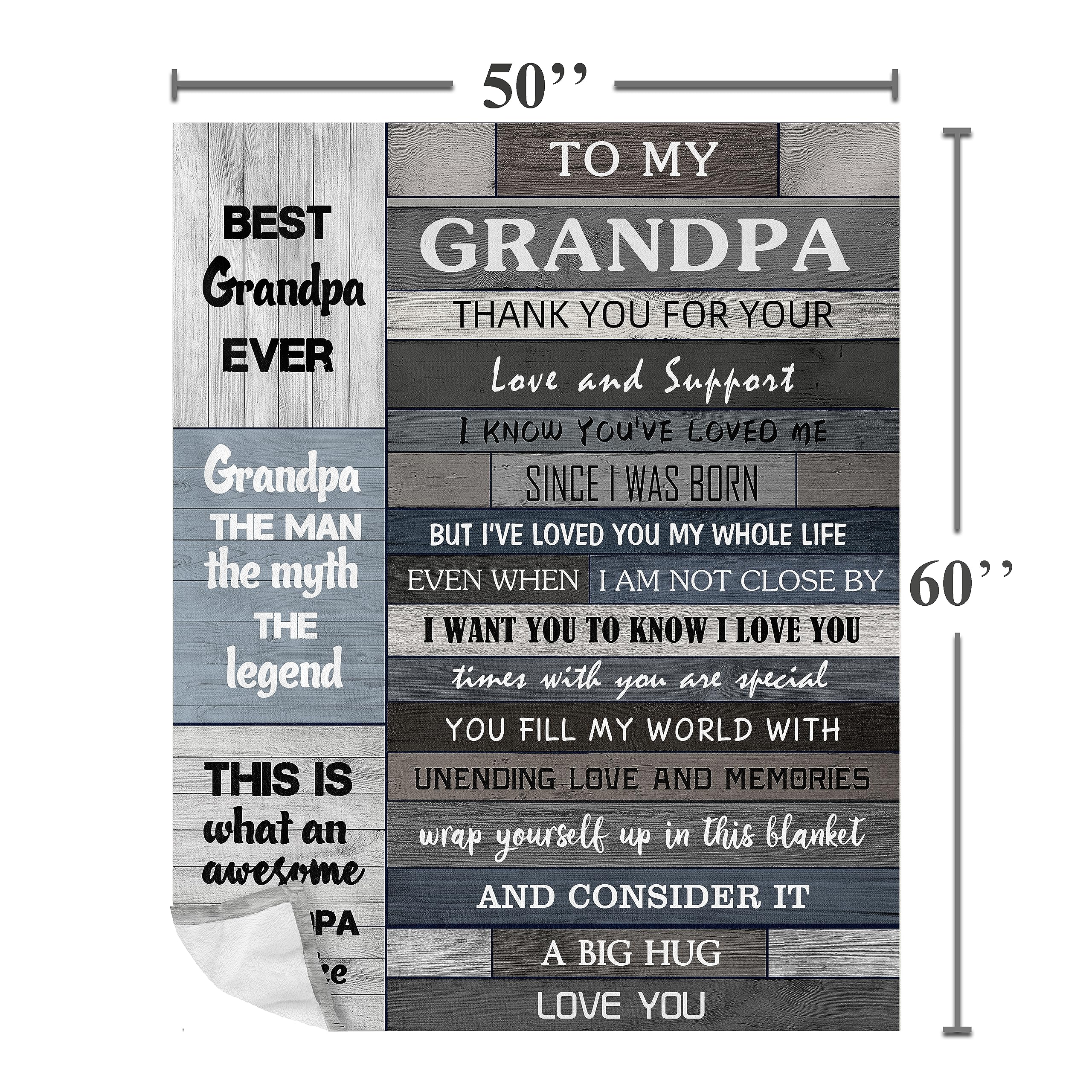 POQUSH Christmas for Grandpa,Grandpa Gifts,Grandpa Birthday Gifts,Best/Great Grandpa Gifts,Birthday Gifts for Grandpa from Grandchildren/Granddaughter/Grandson,Grandfather Gift,Grandpa Blanket 60"x50"