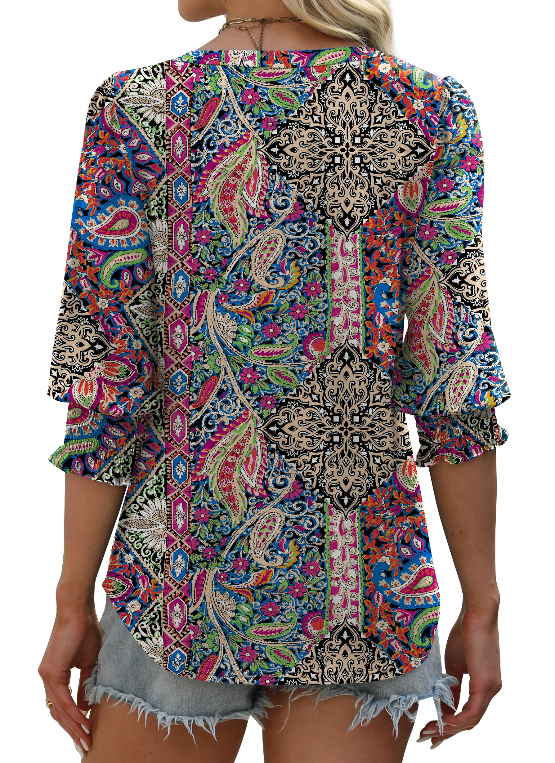 Womens Blouses Dressy Casual 3/4 Sleeve Summer Shirts for Women 2025 Trendy Tunic Tops for Women Loose Fit Dressy L