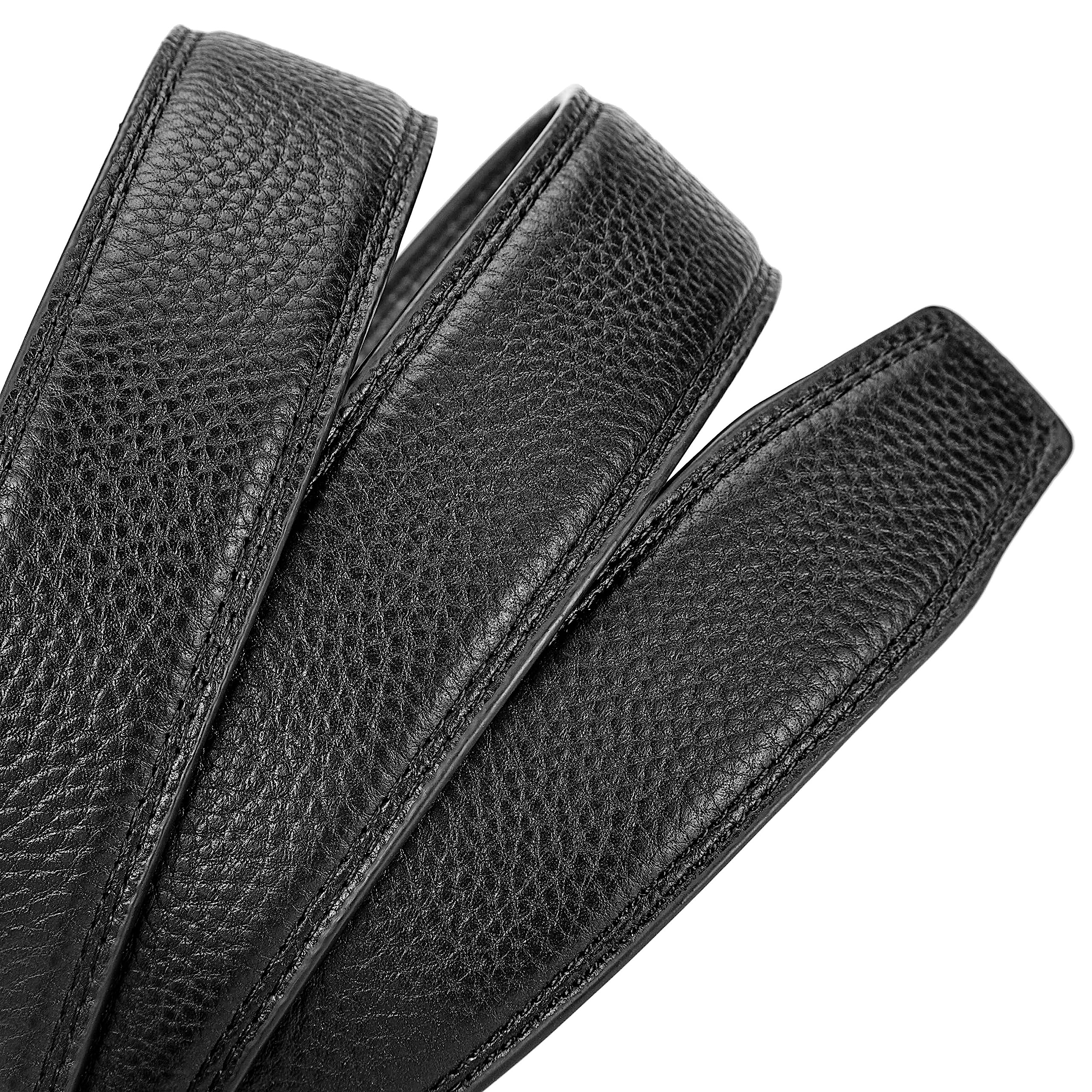 EVIRON Men's Leather Belt made of Top Layer Cowhide,Ratchet Belt with Sliding Buckle,Trim to Fit (Black style 1, 28"-34" Waist Adjustable)