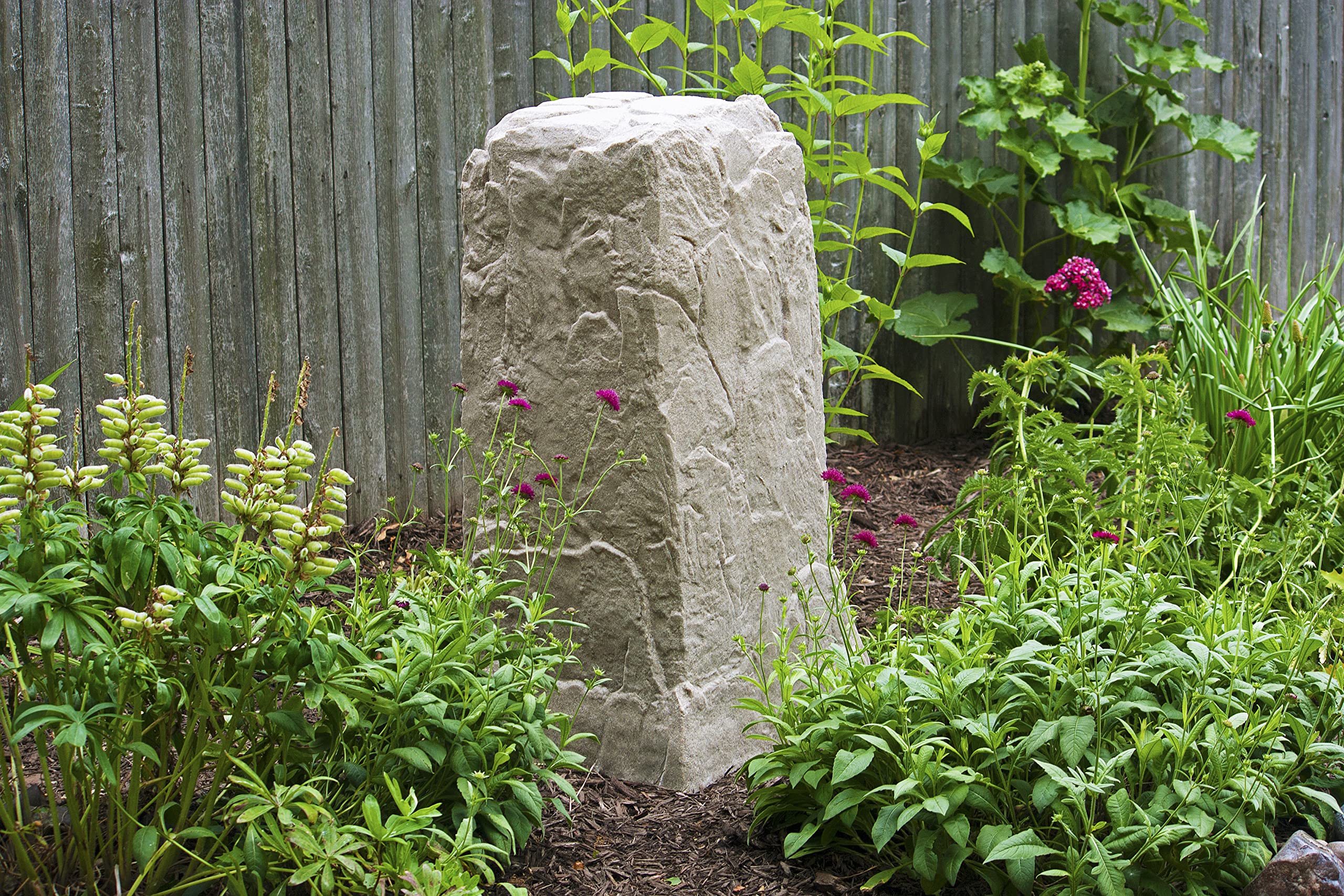 Emsco Group 2235 Natural Sandstone Appearance Utility Cover – Lightweight – Easy to Install Tall Monolith Landscape Rock