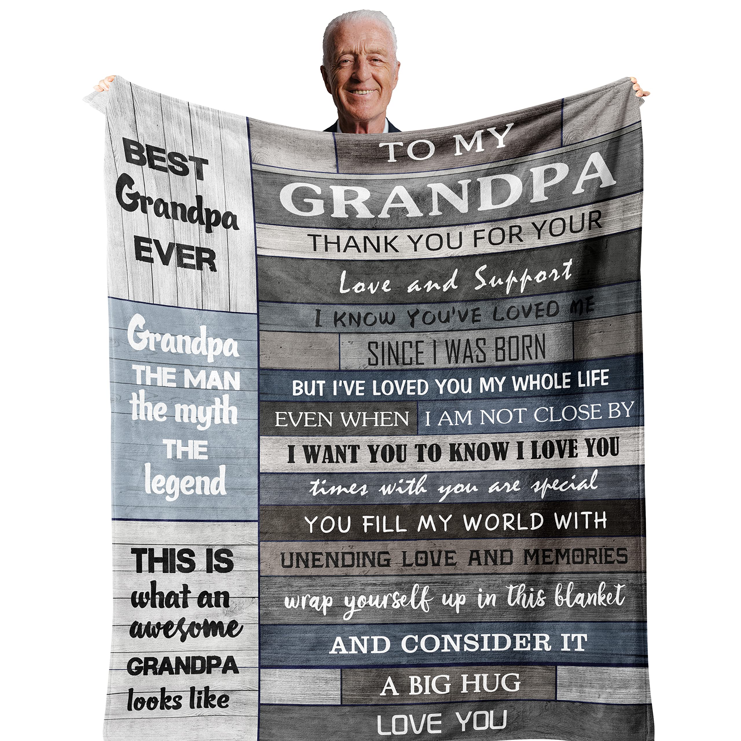POQUSH Christmas for Grandpa,Grandpa Gifts,Grandpa Birthday Gifts,Best/Great Grandpa Gifts,Birthday Gifts for Grandpa from Grandchildren/Granddaughter/Grandson,Grandfather Gift,Grandpa Blanket 60"x50"