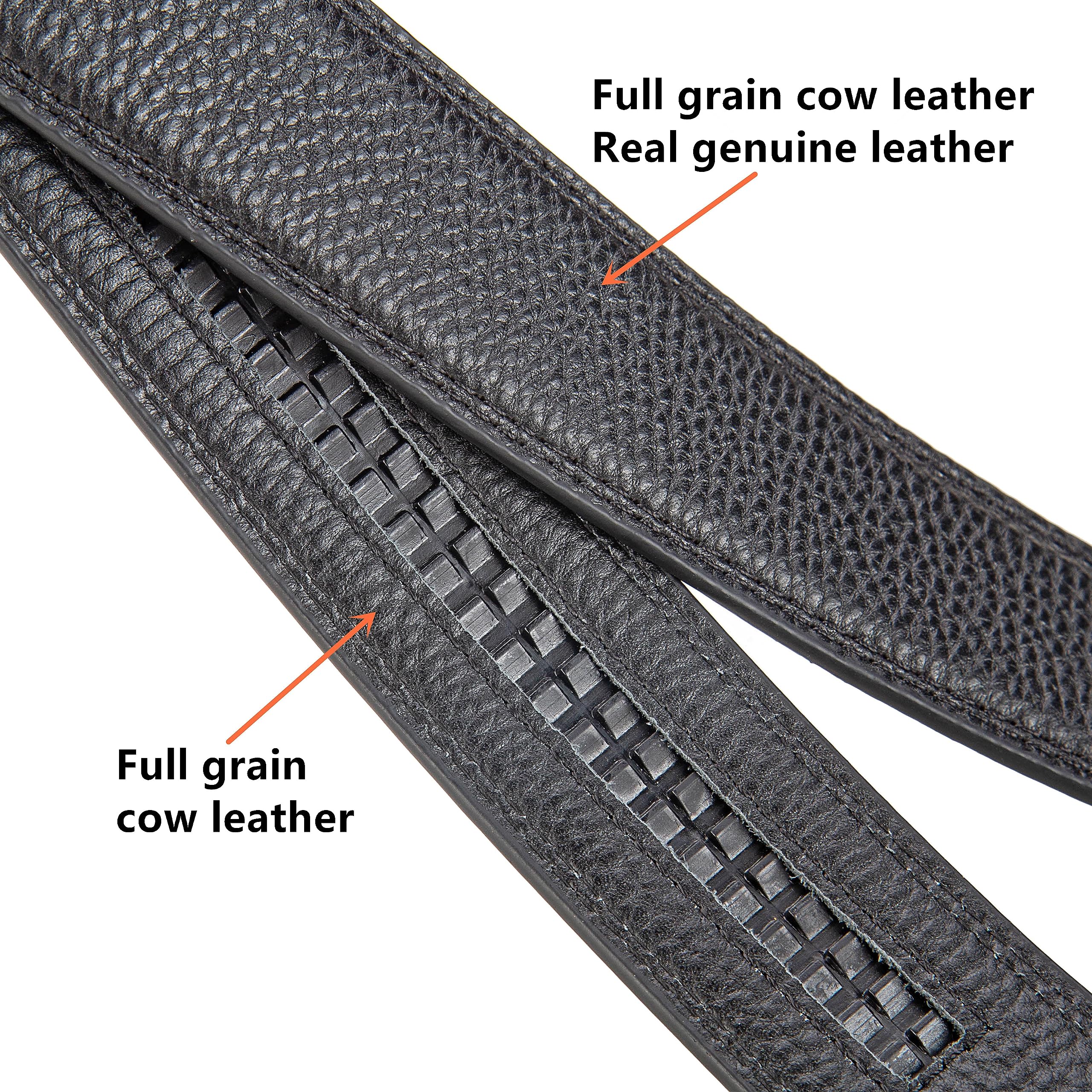 EVIRON Men's Leather Belt made of Top Layer Cowhide,Ratchet Belt with Sliding Buckle,Trim to Fit (Black style 1, 28"-34" Waist Adjustable)