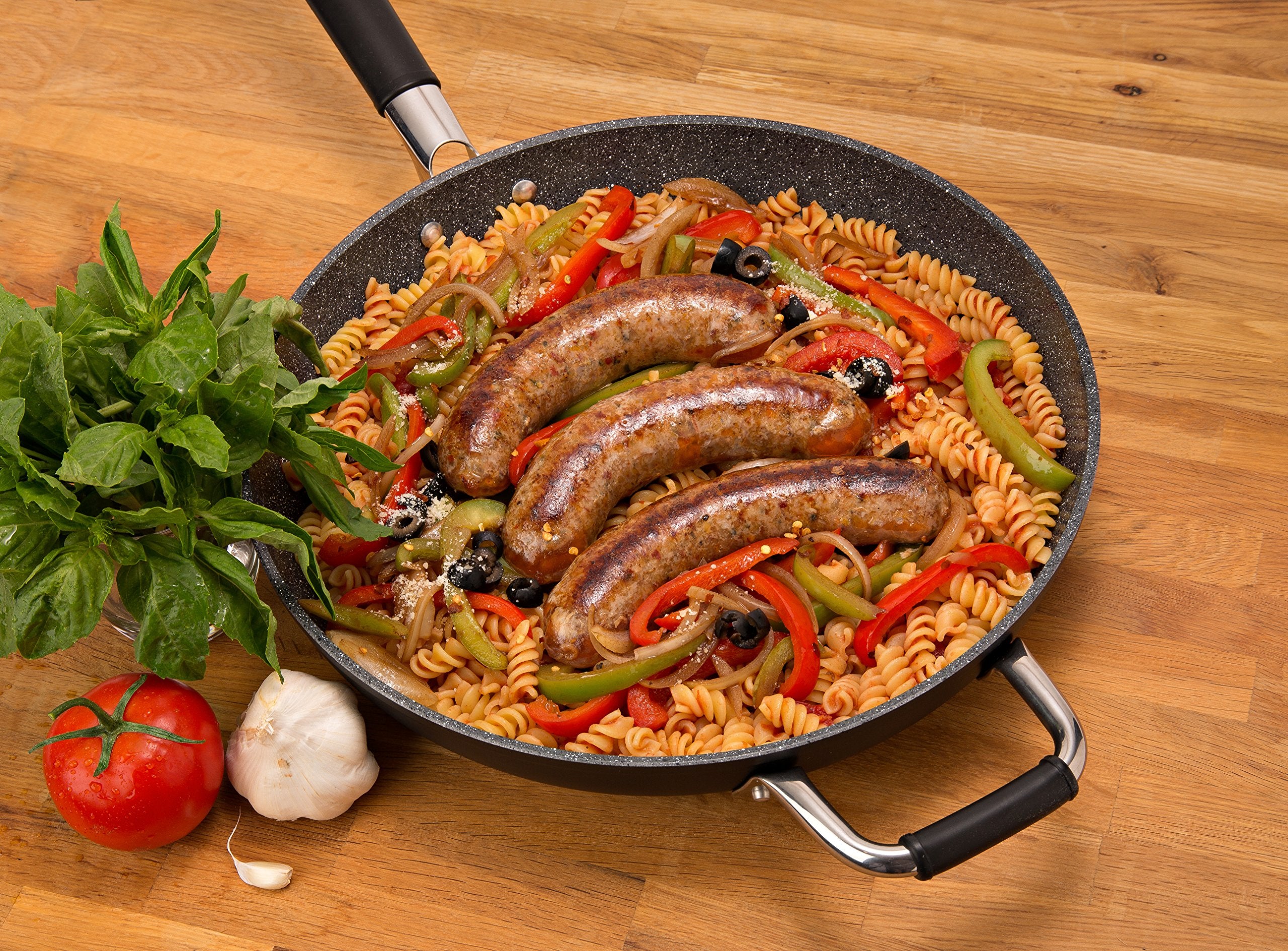 DaTerra Cucina 13” Nonstick Frying Pan | Made in Italy | PTFE, Cadmium, Lead and PFOA free proprietary nontoxic ceramic coating