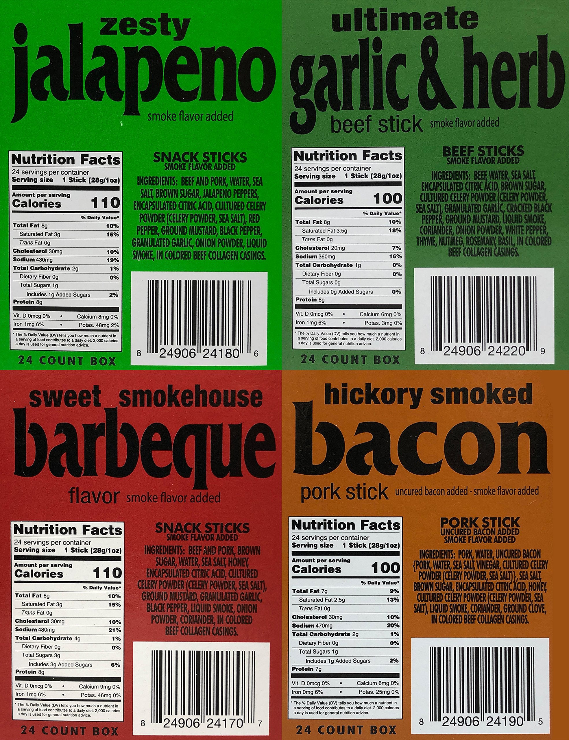 Western's Smokehouse Meat Sticks Variety Pack of 20 – 8 Flavors of Pork and Beef Jerky Sticks - Gluten-Free, MSG-Free, Soy-Free, No Nitrates, Meat Sticks Individually Wrapped,