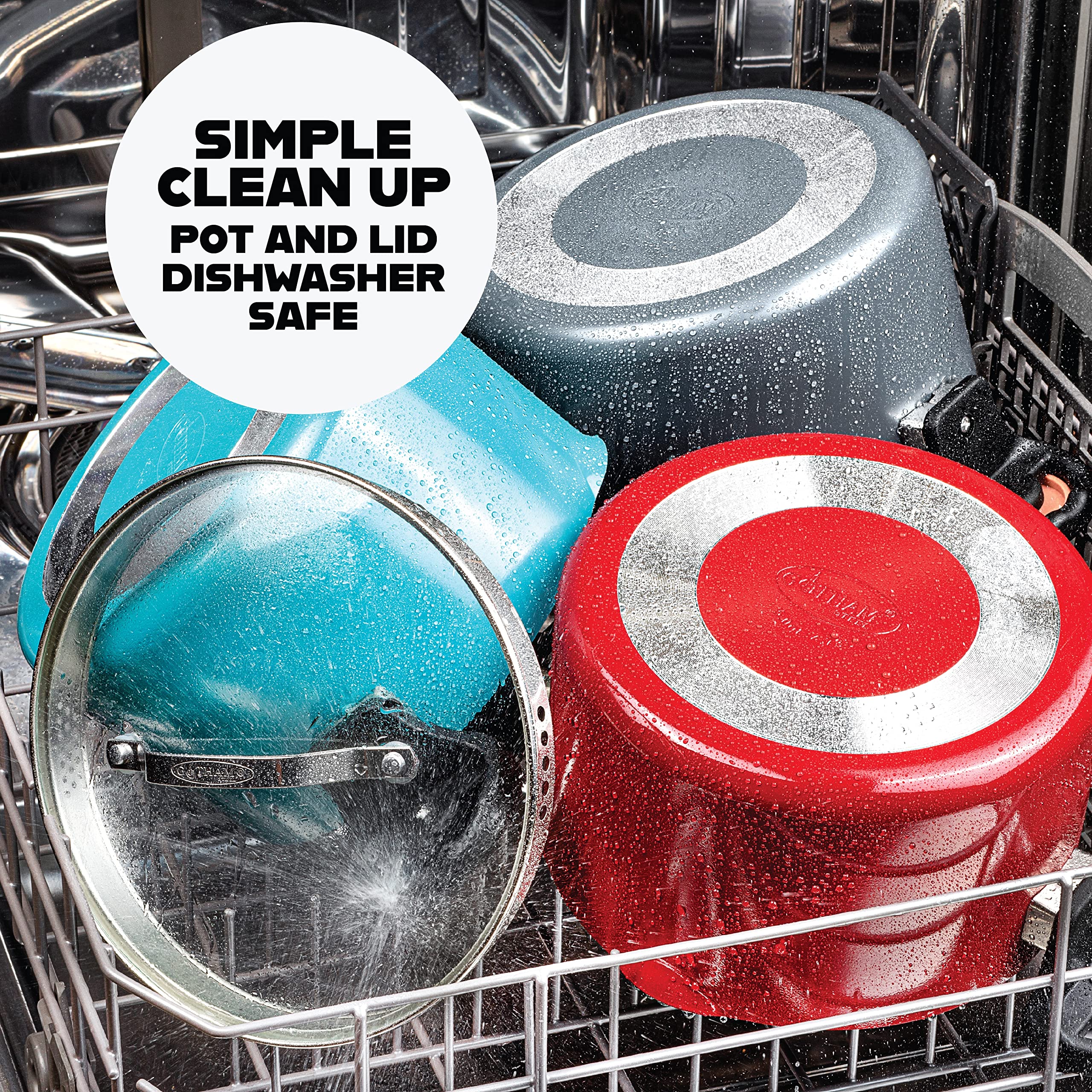 GOTHAM STEEL 5 Qt Ceramic Stock Pot Multipurpose Pasta Pot with Strainer Lid & Twist and Lock Handles, Nonstick Ceramic Pot for Soup, Spaghetti, Rice, Pots for Kitchen, Dishwasher Safe - Copper