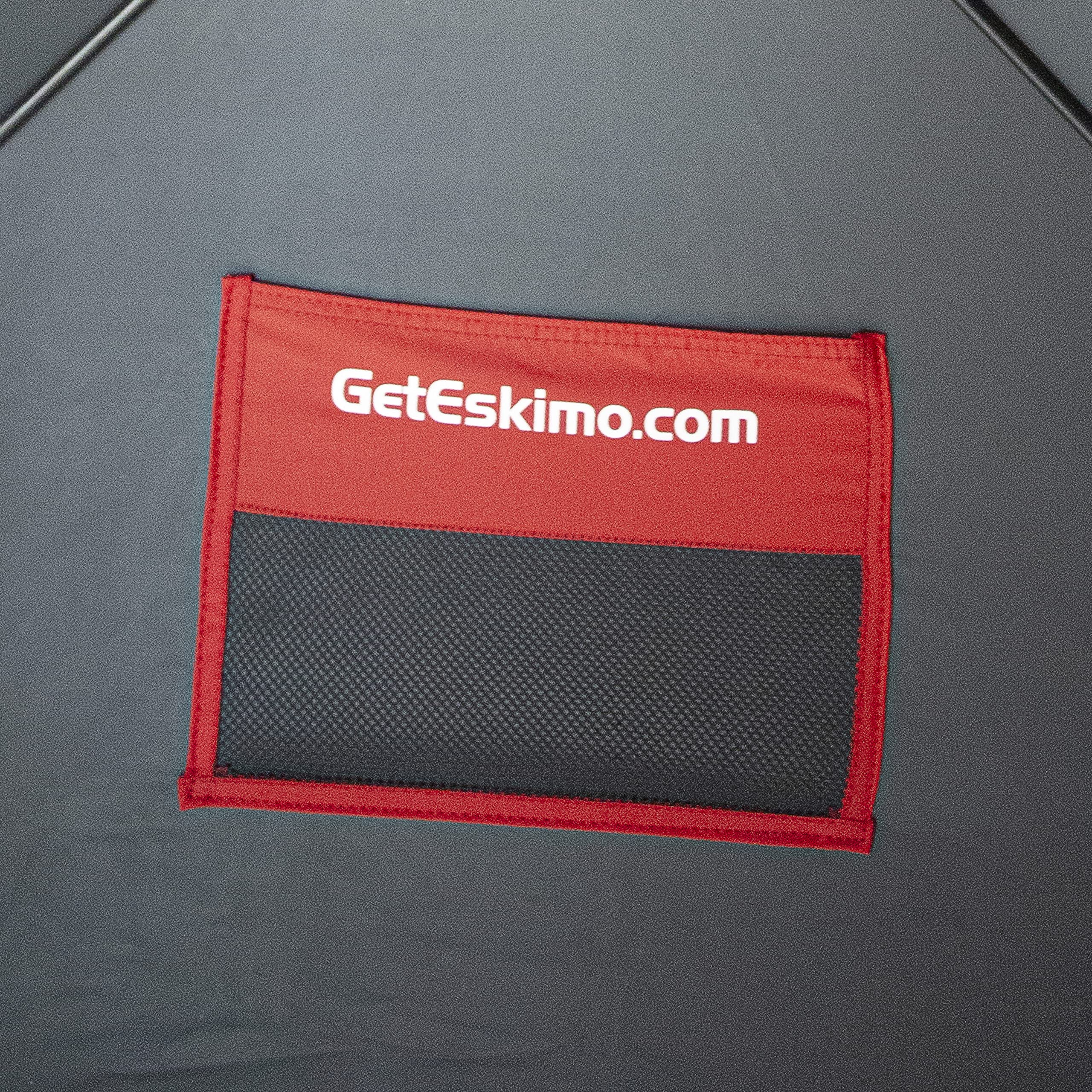 Eskimo FF949 FatFish Pop-up Portable Hub-Style Ice Shelter, Wide Bottom Design 61 sq ft. Fishable Area, 3-4 Person Non-Insulated , Red , 99" x 99"